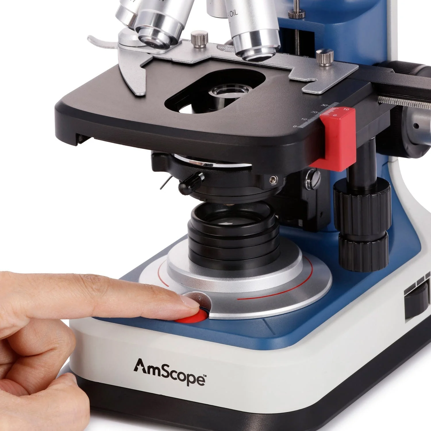 AmScope B120C-R Series USB-C Rechargeable Student Binocular Compound Microscope 40X-2500X Magnification with 3D Two-Layer Mechanical Stage, Achromatic Objectives, & LED illuminator + Optional Camera - Image 6