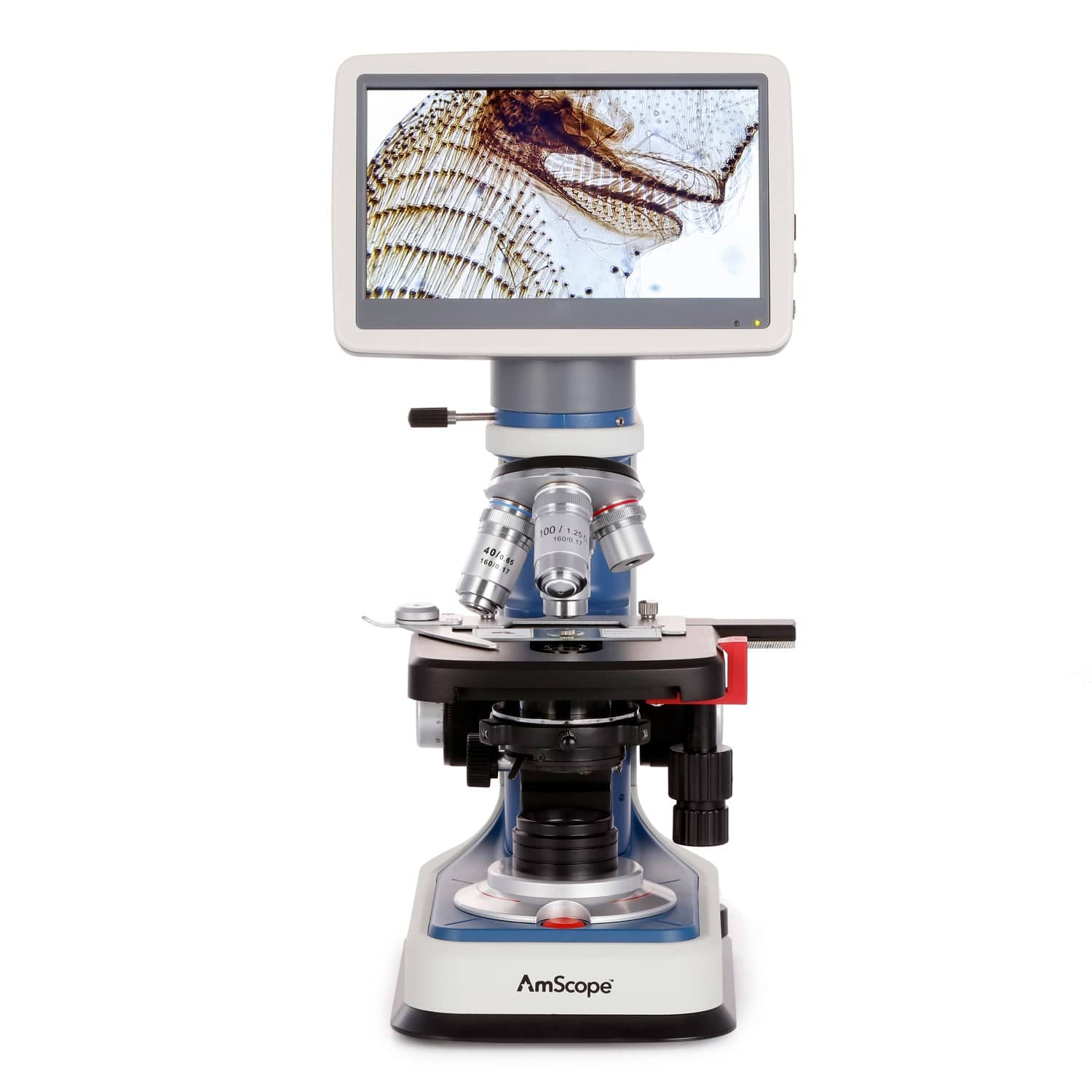 AmScope B120C-R Series USB-C Rechargeable Student Binocular Compound Microscope 40X-2500X Magnification with 7" Digital Display Camera Head - Image 4