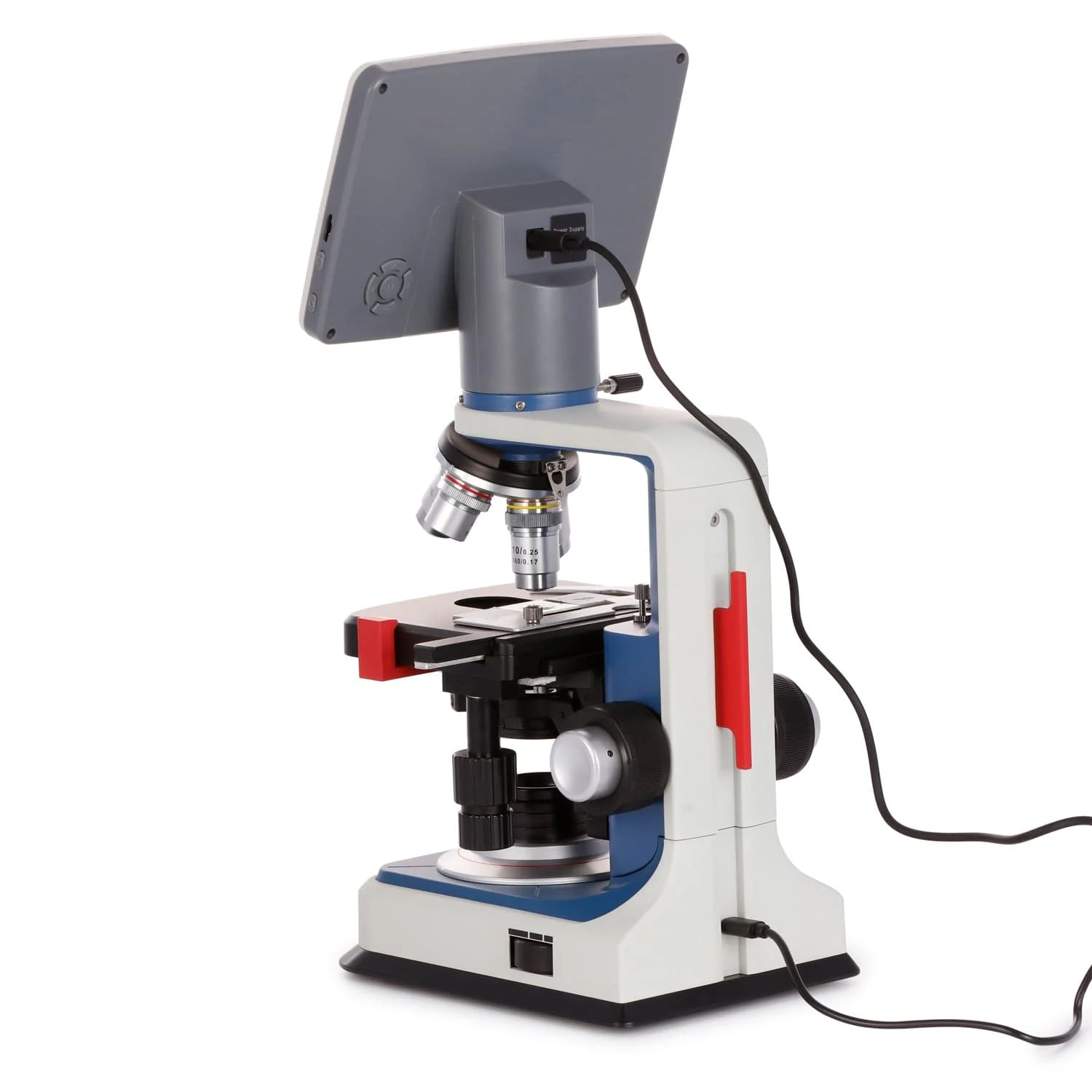 AmScope B120C-R Series USB-C Rechargeable Student Binocular Compound Microscope 40X-2500X Magnification with 7" Digital Display Camera Head - Image 5