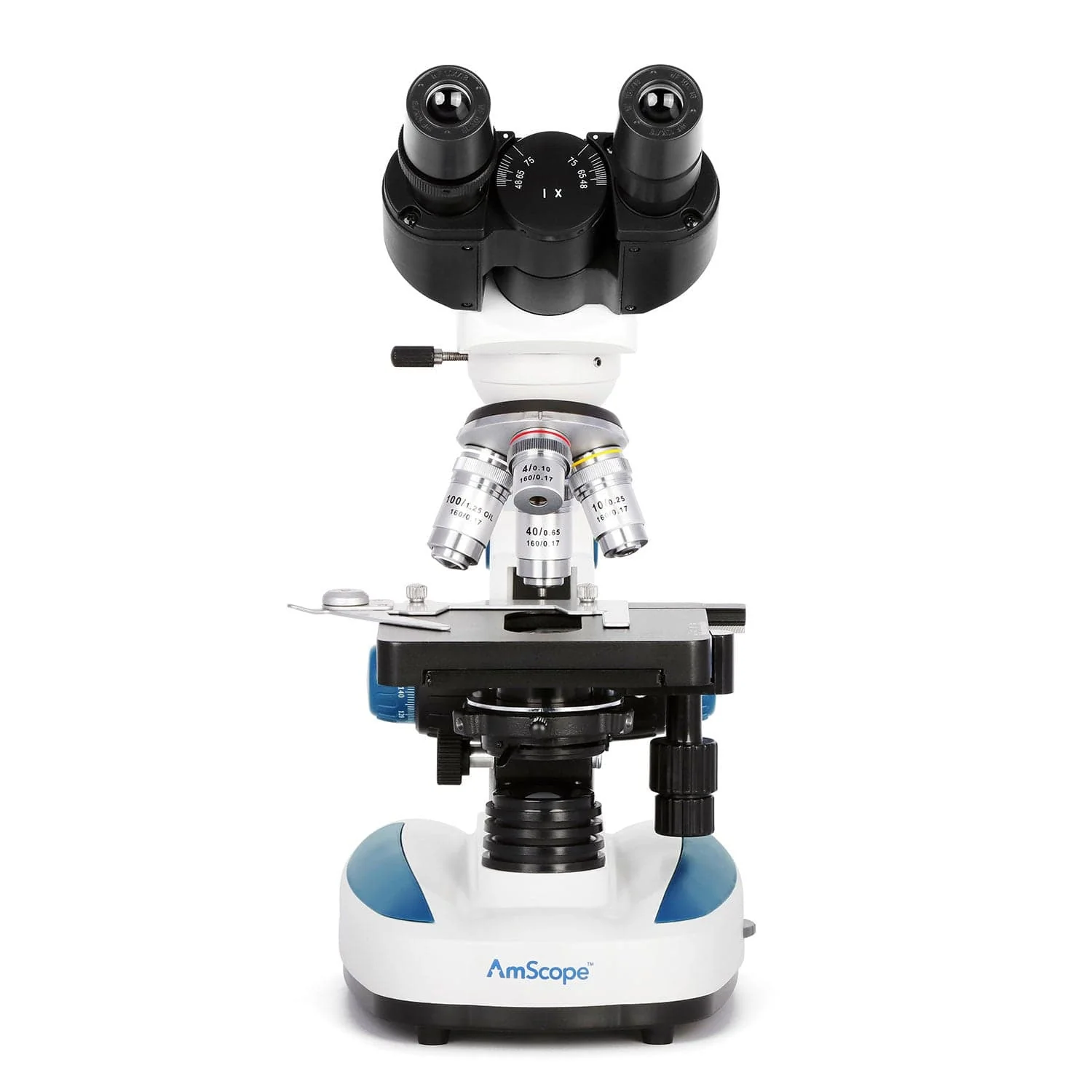 AmScope B270 Series Advanced Student & Professional Binocular Compound Microscope w/ Ergonomic Design, Microbe Resistant Coating, Optional Digital Camera, one set of 50 pack blank slides, 100 pack cover slips and 25 transfer pipettes - Image 2