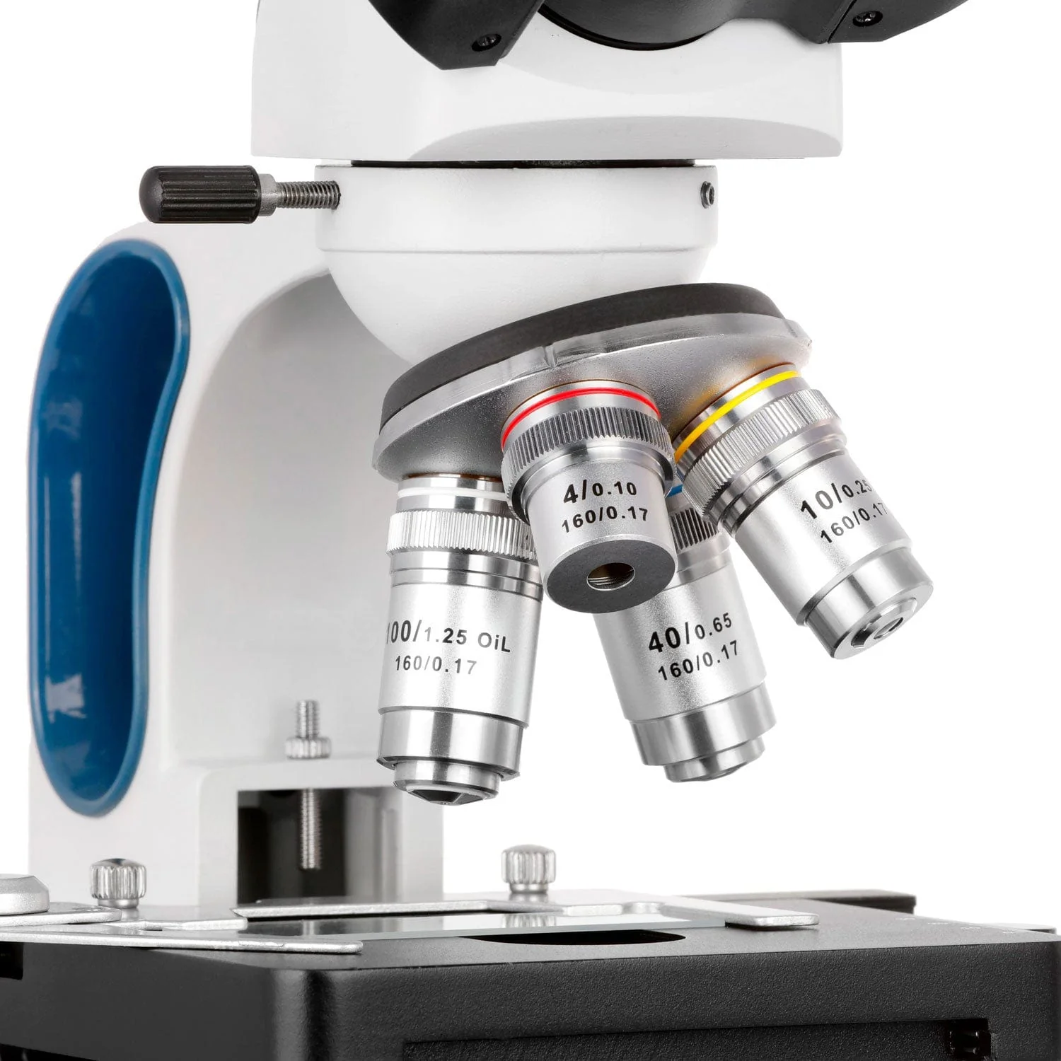 AmScope B270 Series Advanced Student & Professional Binocular Compound Microscope w/ Ergonomic Design, Microbe Resistant Coating, Optional Digital Camera, one set of 50 pack blank slides, 100 pack cover slips and 25 transfer pipettes - Image 7