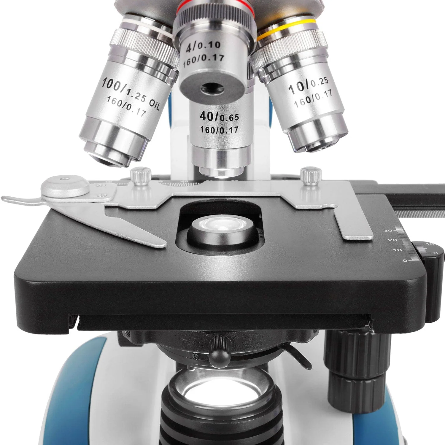AmScope B270 Series Advanced Student & Professional Binocular Compound Microscope w/ Ergonomic Design, Microbe Resistant Coating, Optional Digital Camera, one set of 50 pack blank slides, 100 pack cover slips and 25 transfer pipettes - Image 8