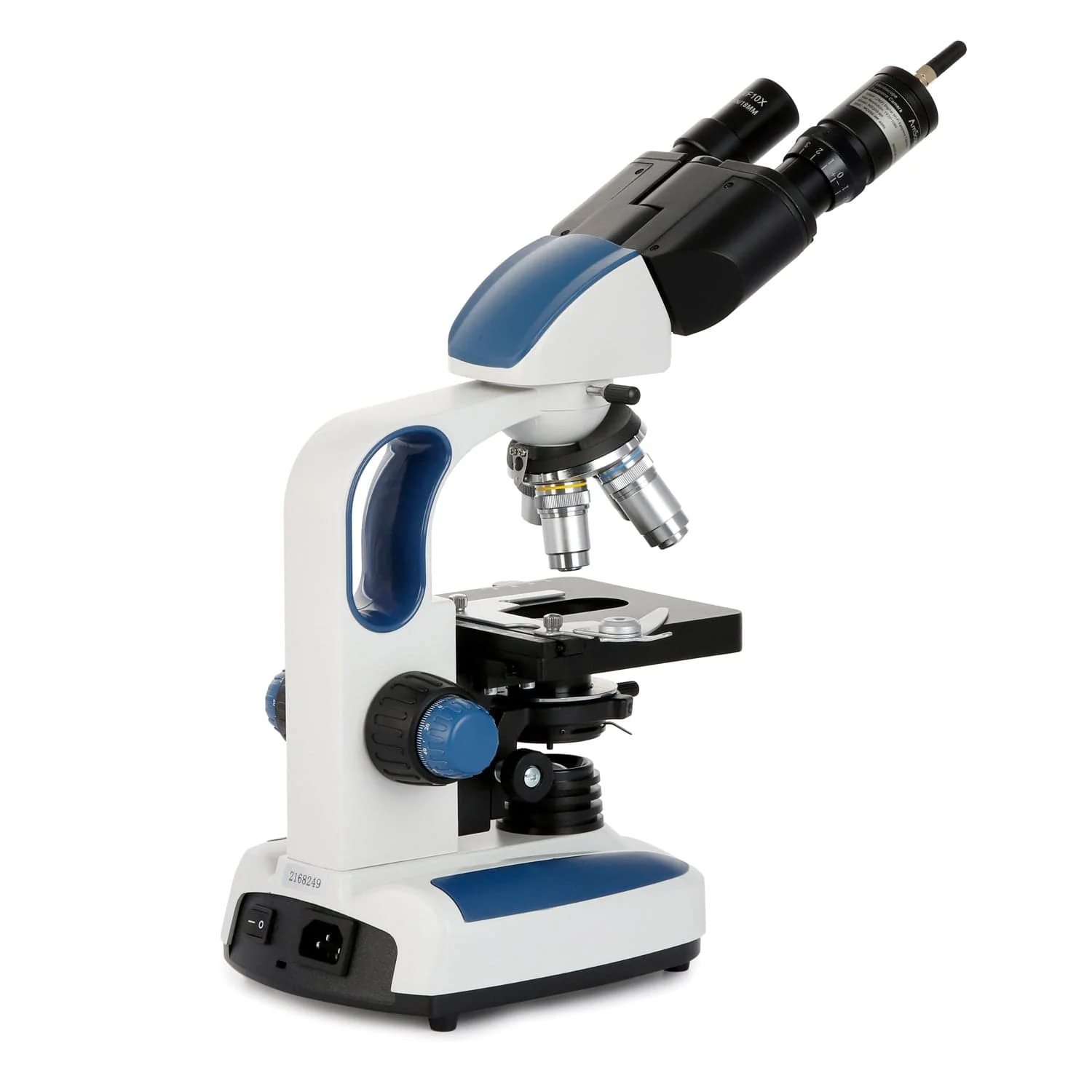 AmScope Binocular Compound Microscope 40X-2500X MagnificationStudent & Professional w/ LED, 3D Stage + Wi-Fi 2.0MP Digital Eyepiece Camera, 50pc Blank Slides & 100pc Cover Slips, 25pc Pipettes - Image 2