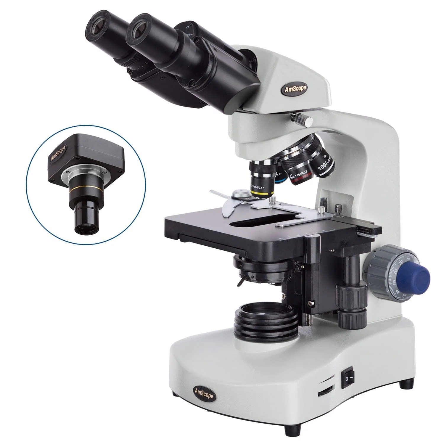 AmScope B340 Series Student and Professional Siedentopf Binocular Compound Microscope with 3W LED, 3D Mechanical Stage and Optional Digital Camera - Image 5