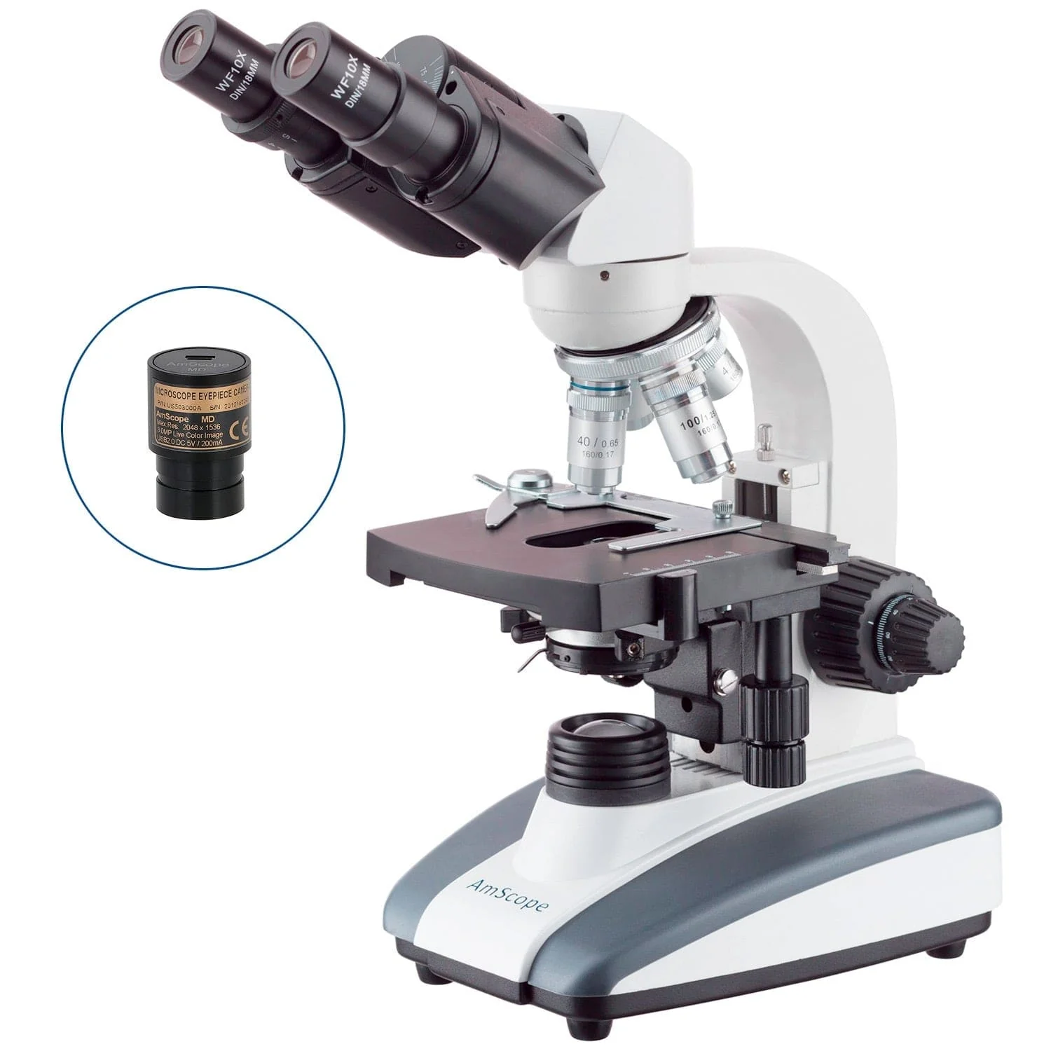 AmScope B360 Series Professional Siedentopf Binocular Compound Microscope with 1W LED, 3D Mechanical Stage and Optional Digital Camera - Image 2