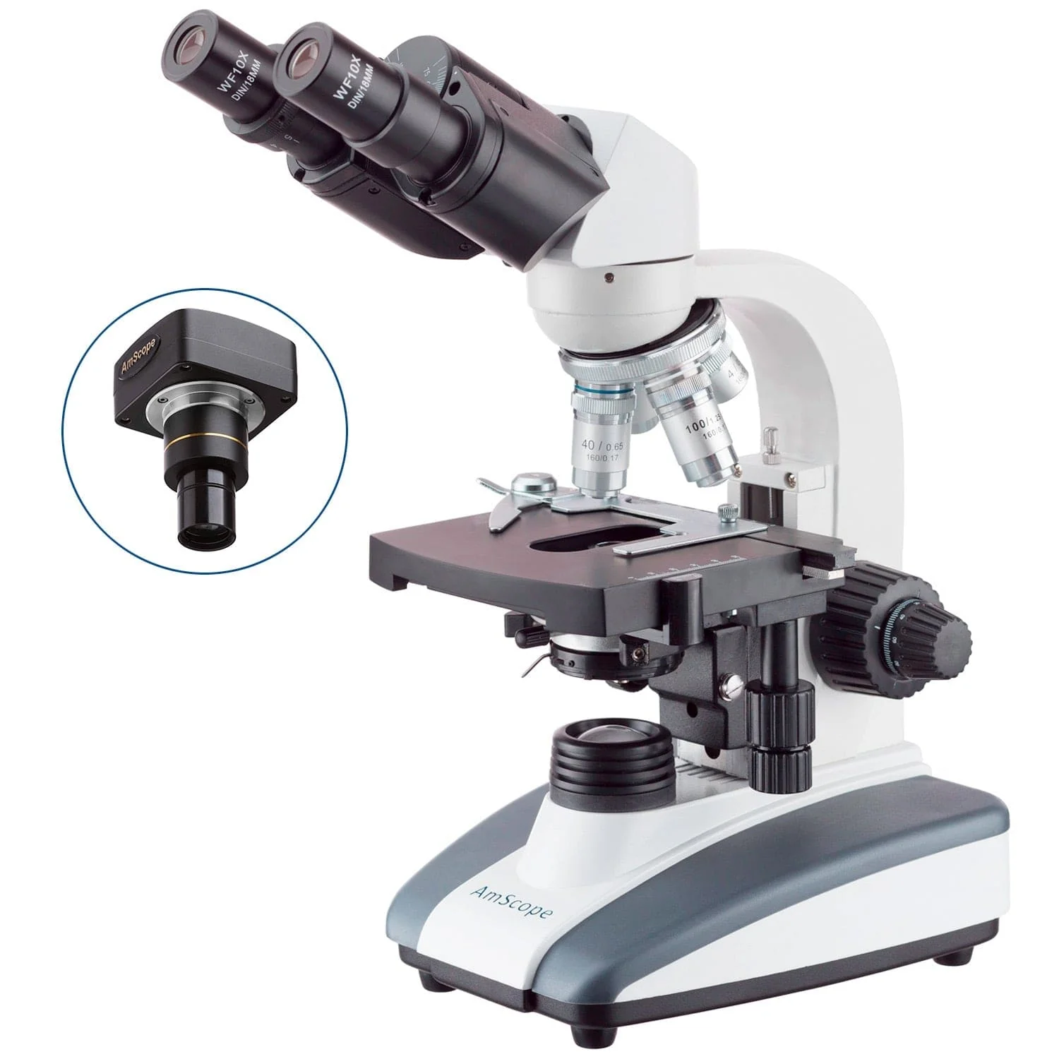 AmScope B360 Series Professional Siedentopf Binocular Compound Microscope with 1W LED, 3D Mechanical Stage and Optional Digital Camera - Image 3