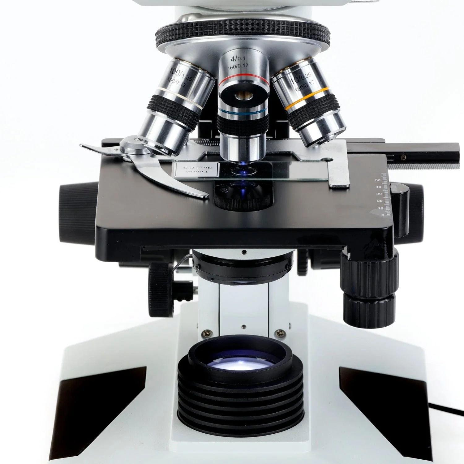 AmScope B400 Series Biological Binocular Compound Microscope with LED Light, 3D Mechanical Stage and Optional Digital Camera - Image 13
