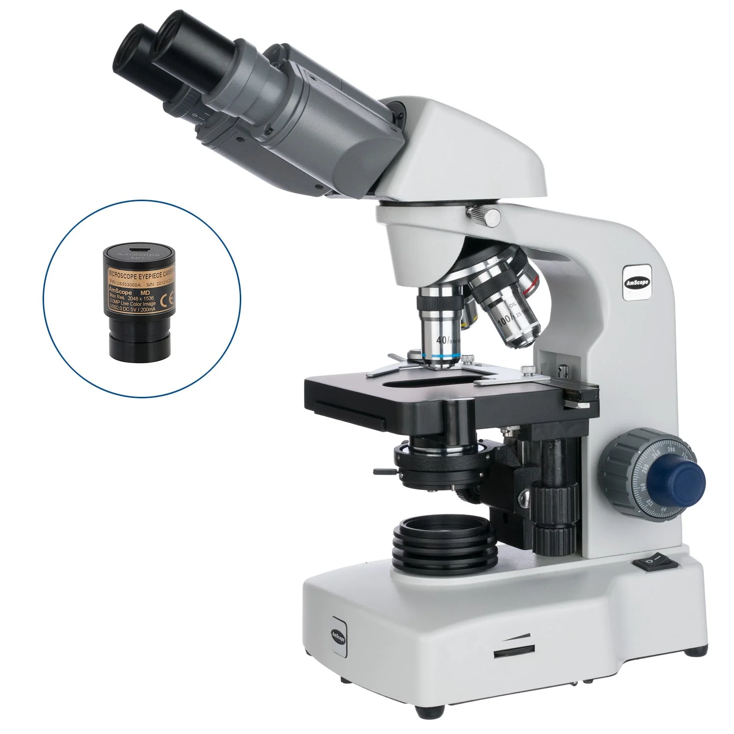 AmScope B450 Series Biological LED Binocular Compound Microscope with Optional Camera - Image 2