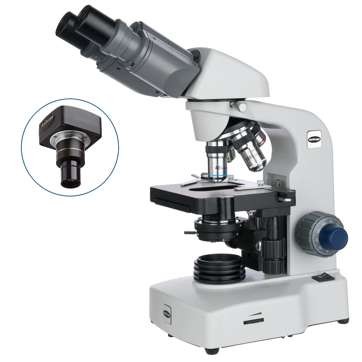 AmScope B450 Series Biological LED Binocular Compound Microscope with Optional Camera - Image 3