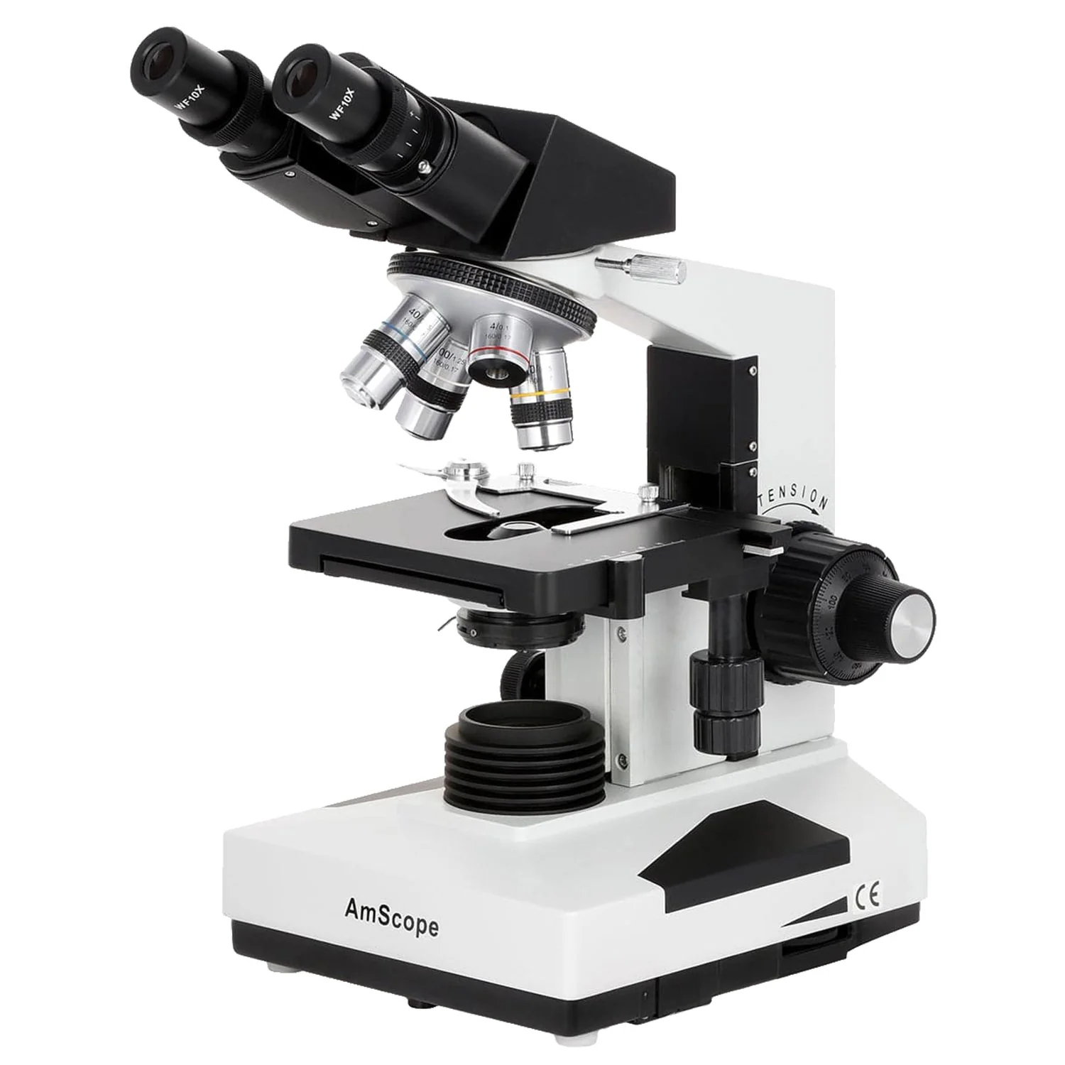 AmScope B490 Series Professional LED Biological Binocular Compound Microscope w/3D Mechanical Stage and Optional Digital Camera