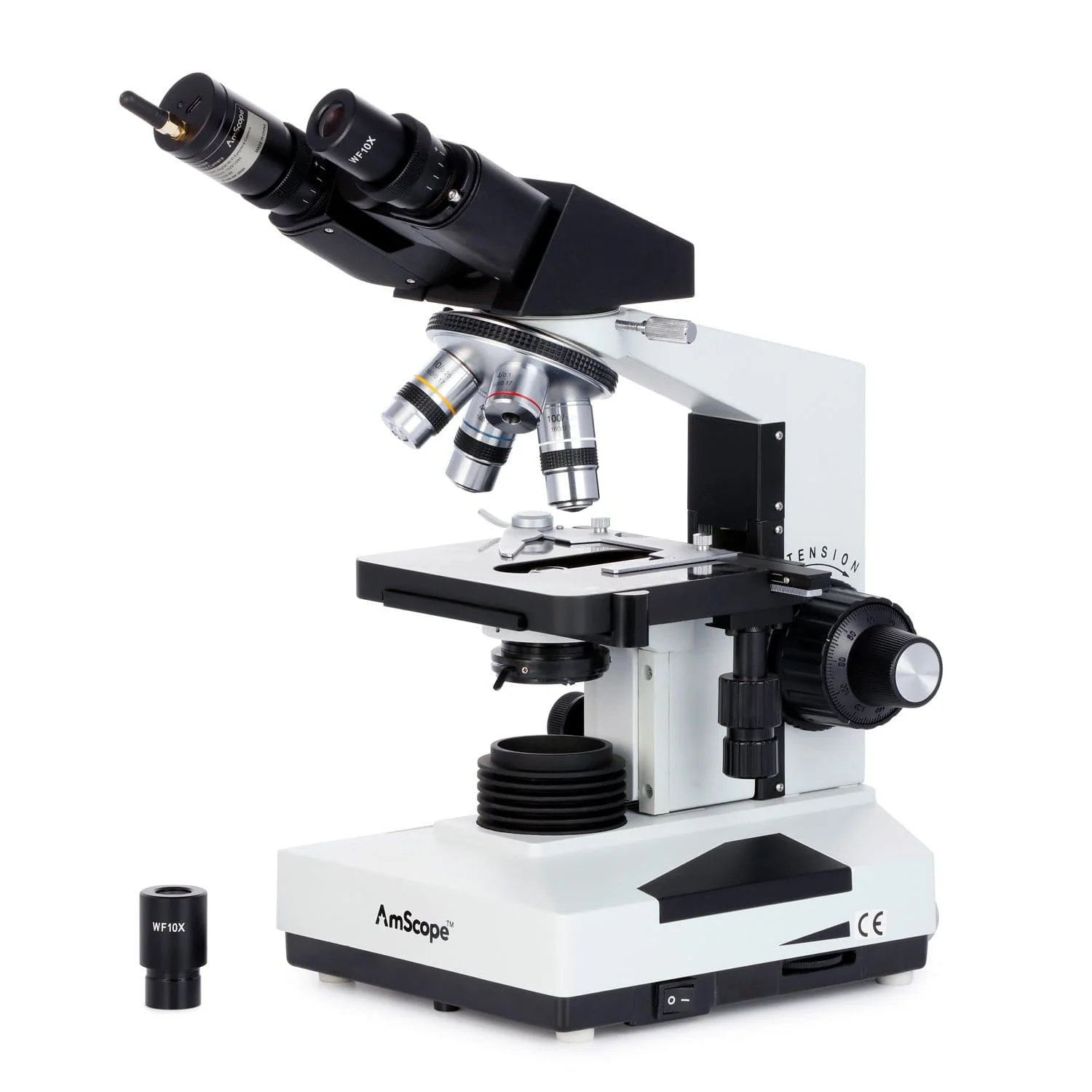 AmScope Binocular Compound Microscope 40X-2000X MagnificationProfessional, Biological w/ Halogen Illumination, 3D Stage + Wi-Fi 2.0MP Digital Eyepiece Camera