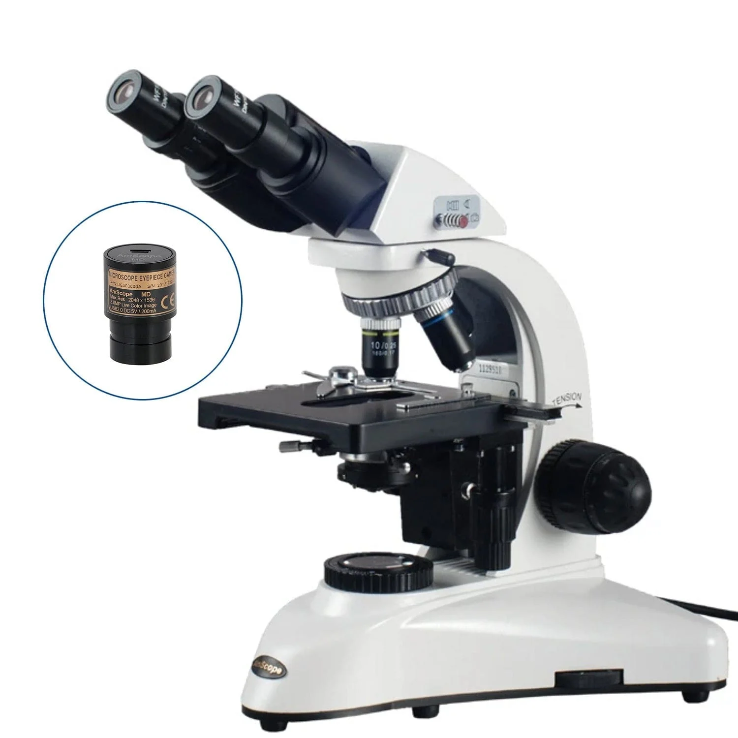 AmScope B530 Series Binocular Compound Microscope with 20W Halogen Kohler Illumination, 3D Mechanical Stage and Optional Digital Camera - Image 2