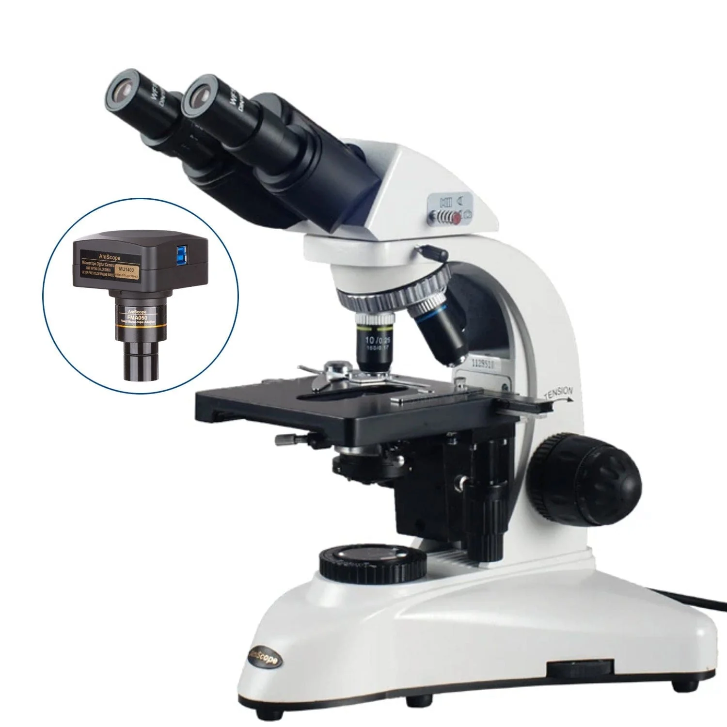 AmScope B530 Series Binocular Compound Microscope with 20W Halogen Kohler Illumination, 3D Mechanical Stage and Optional Digital Camera - Image 3