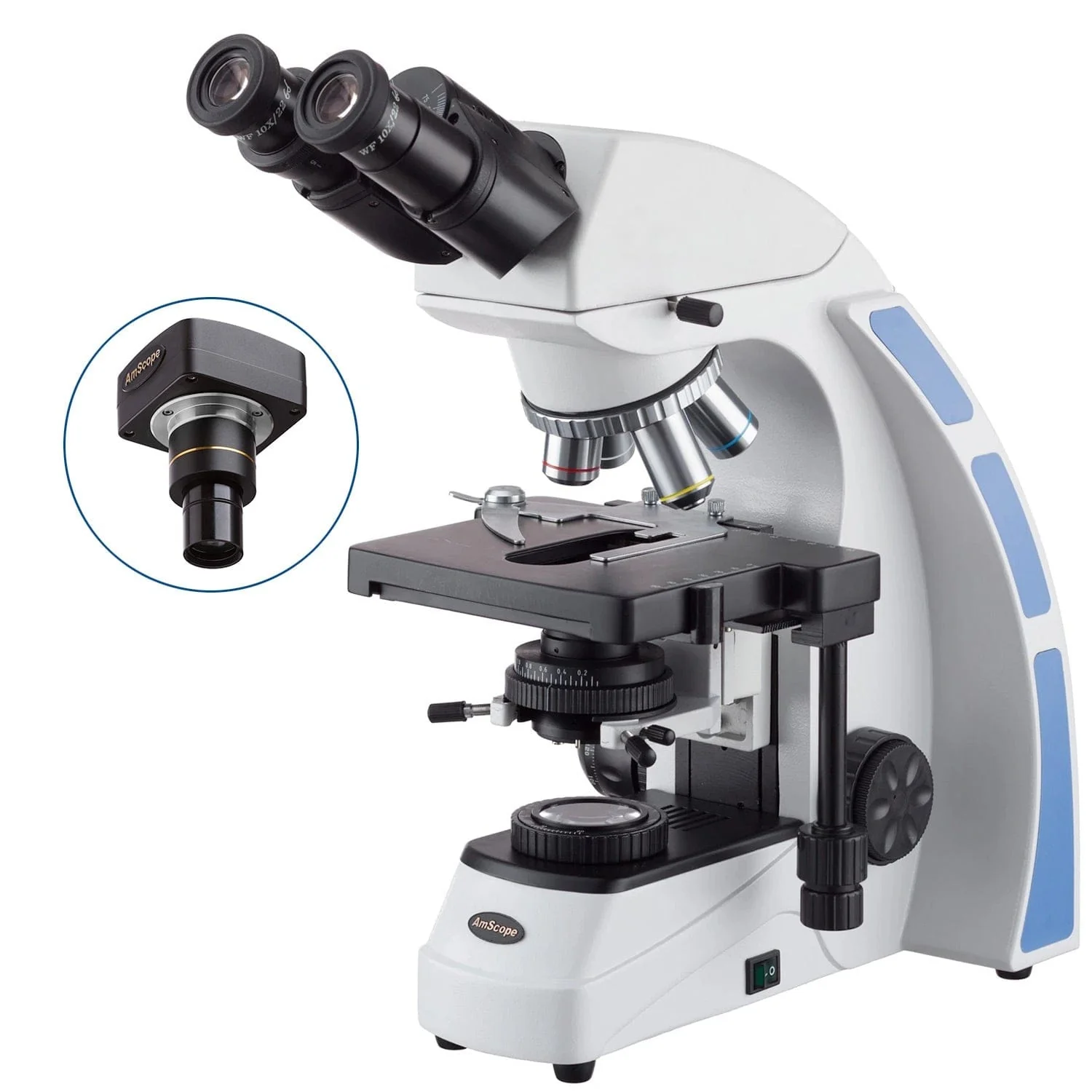 AmScope B570 Series Research Grade Semi-Plan Lab Biological Binocular Compound Microscope with 3W LED Koehler Illumination, 3D Mechanical Stage and Optional Digital Camera - Image 3