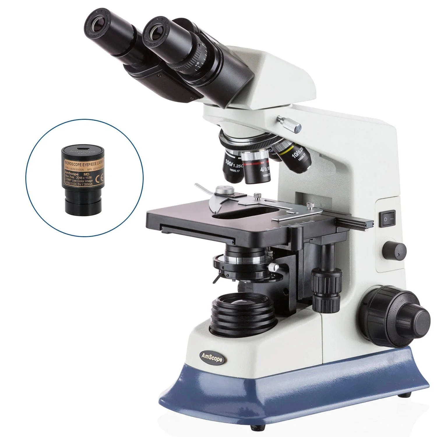 AmScope B590 Series Biological Laboratory Binocular Compound Microscope with 20W Halogen, 3D Mechanical Stage and Optional Digital Camera - Image 2