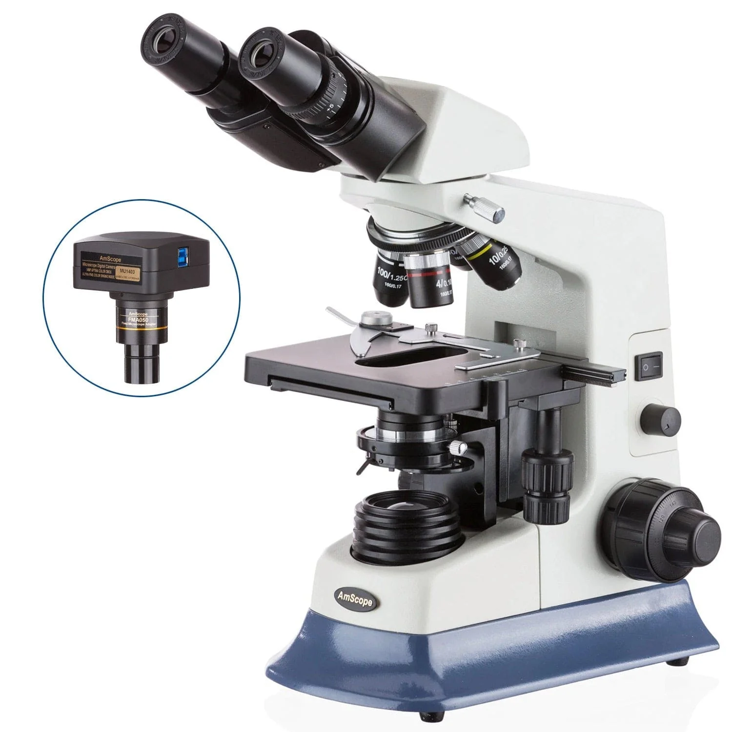 AmScope B590 Series Biological Laboratory Binocular Compound Microscope with 20W Halogen, 3D Mechanical Stage and Optional Digital Camera - Image 4