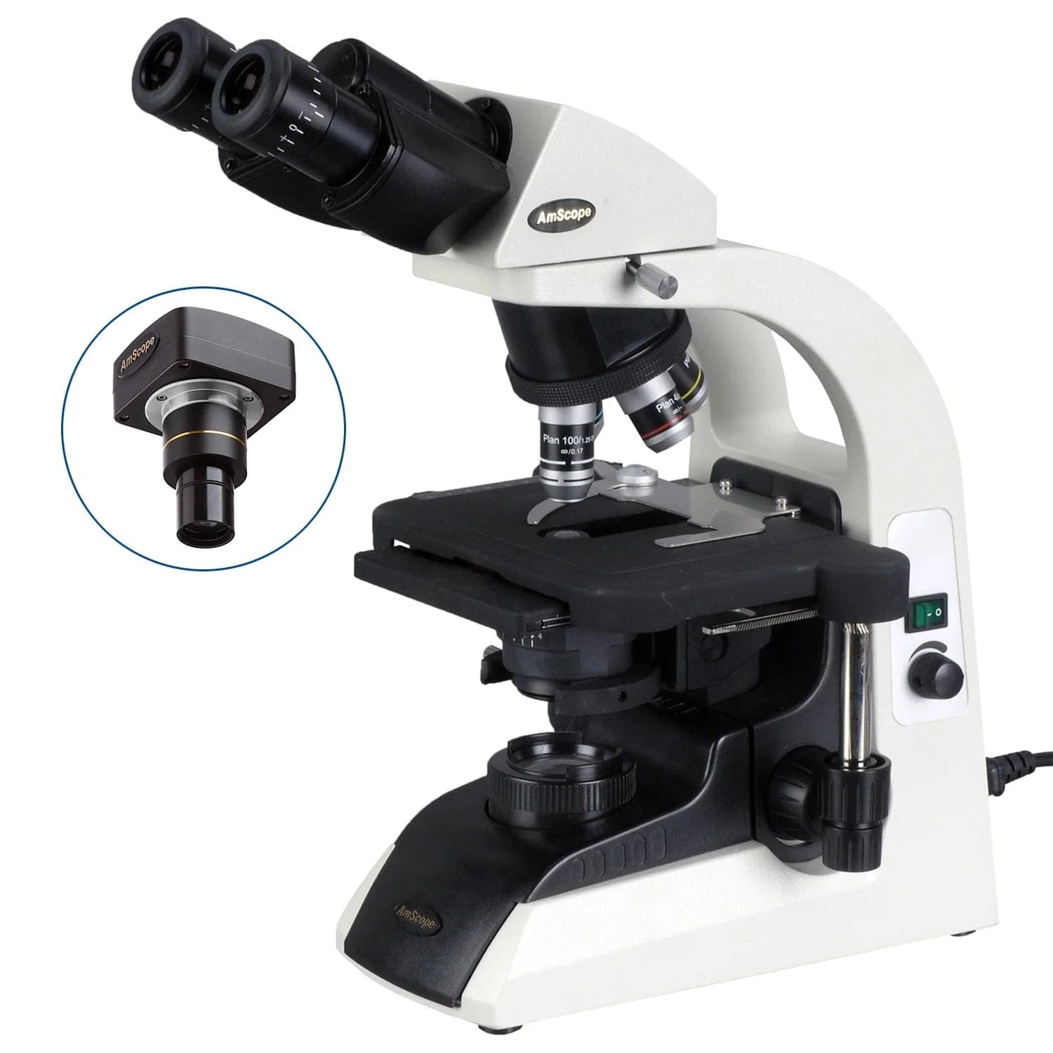 AmScope Outlet B650 Series Infinity-Corrected Plan Biological Binocular Compound Microscope with 20W Halogen, 3D Mechanical Stage and Optional Digital Camera - Image 3
