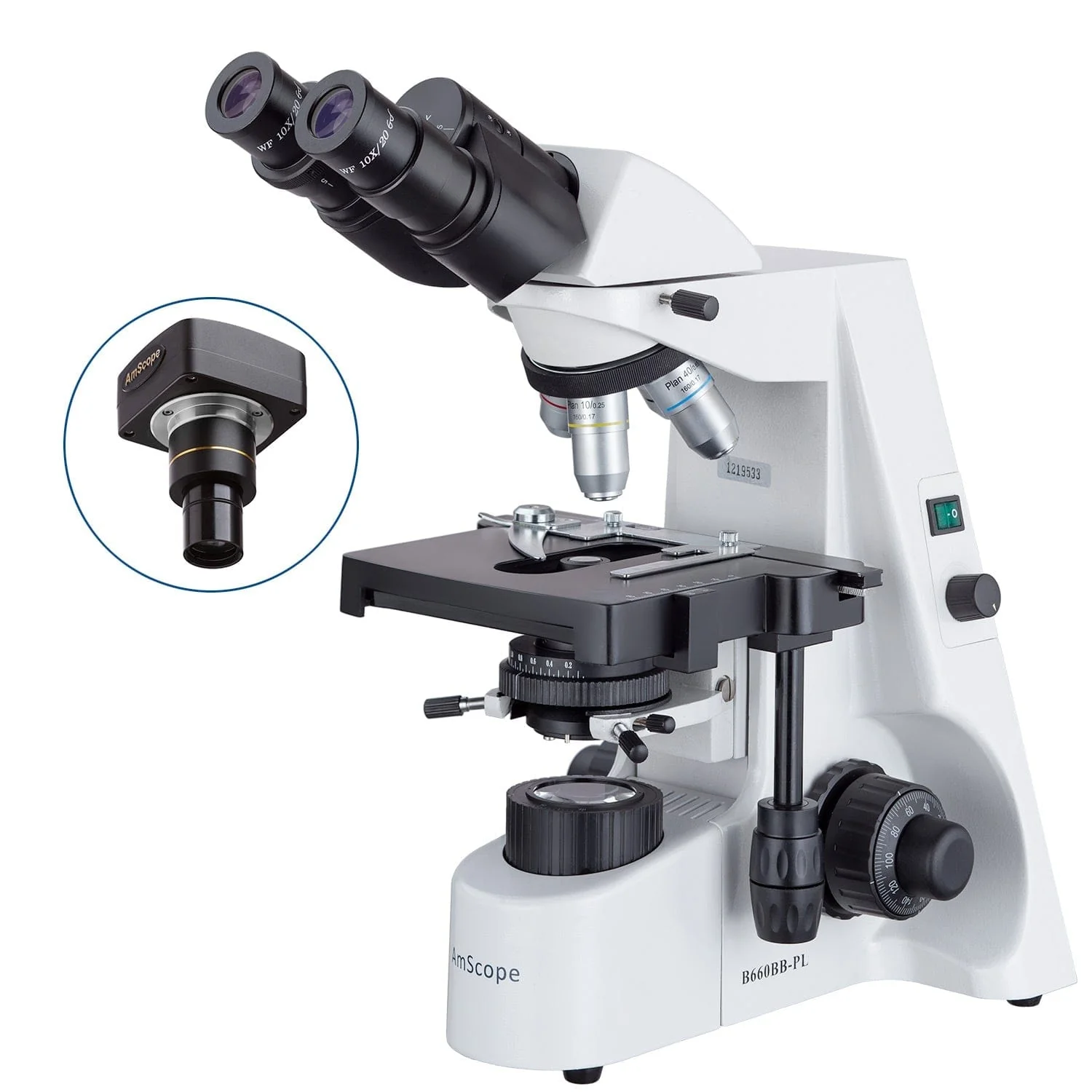 AmScope B660 Series Professional Biological Binocular Compound Microscope with 20W Halogen Kohler Illumination, 3D Mechanical Stage and Optional Digital Camera - Image 4