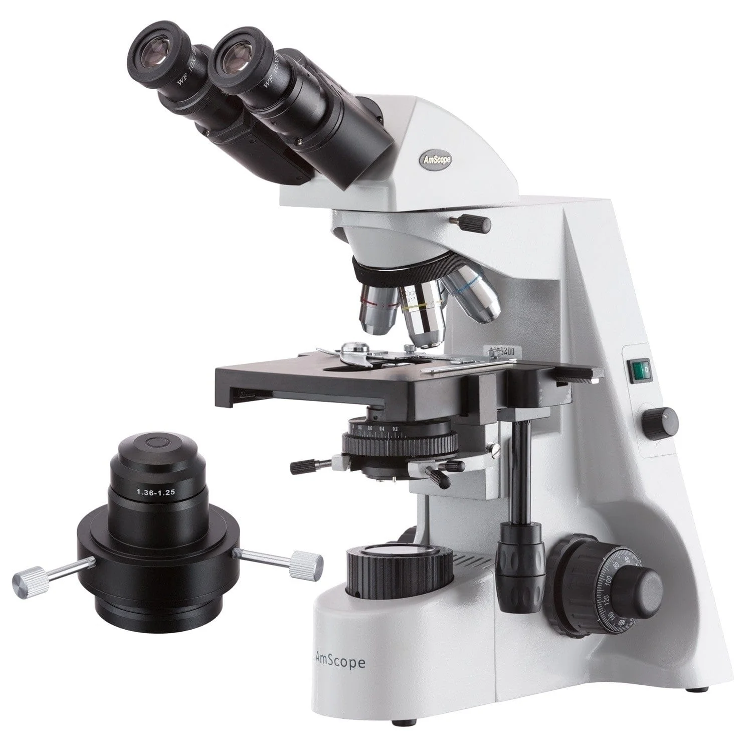 AmScope B660 Series Darkfield Binocular Compound Microscope with 20W Halogen Kohler Illumination, Oil Condenser and Optional Digital Camera