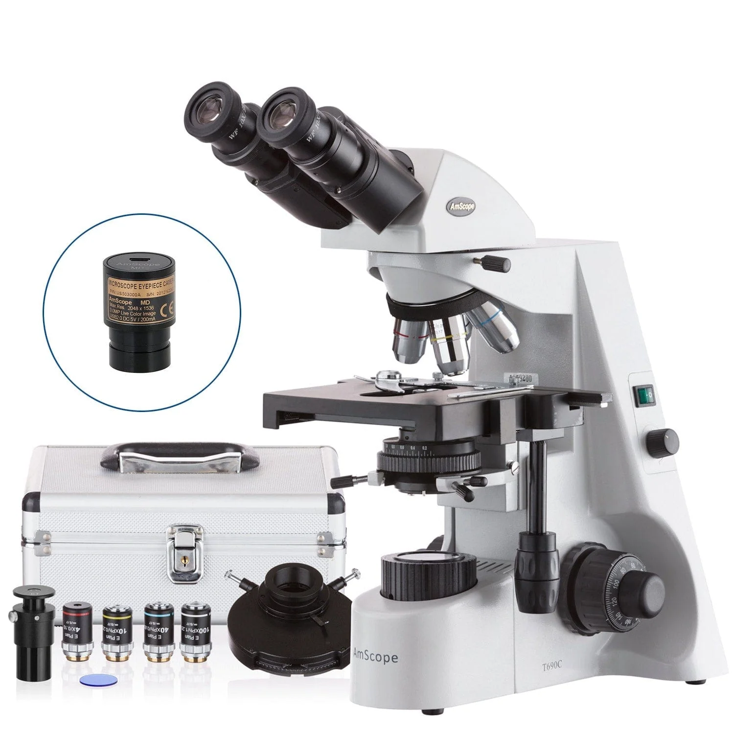 AmScope B690 Series Koehler Phase-contrast Binocular Compound Microscope with Plan Optics and Optional Camera - Image 2