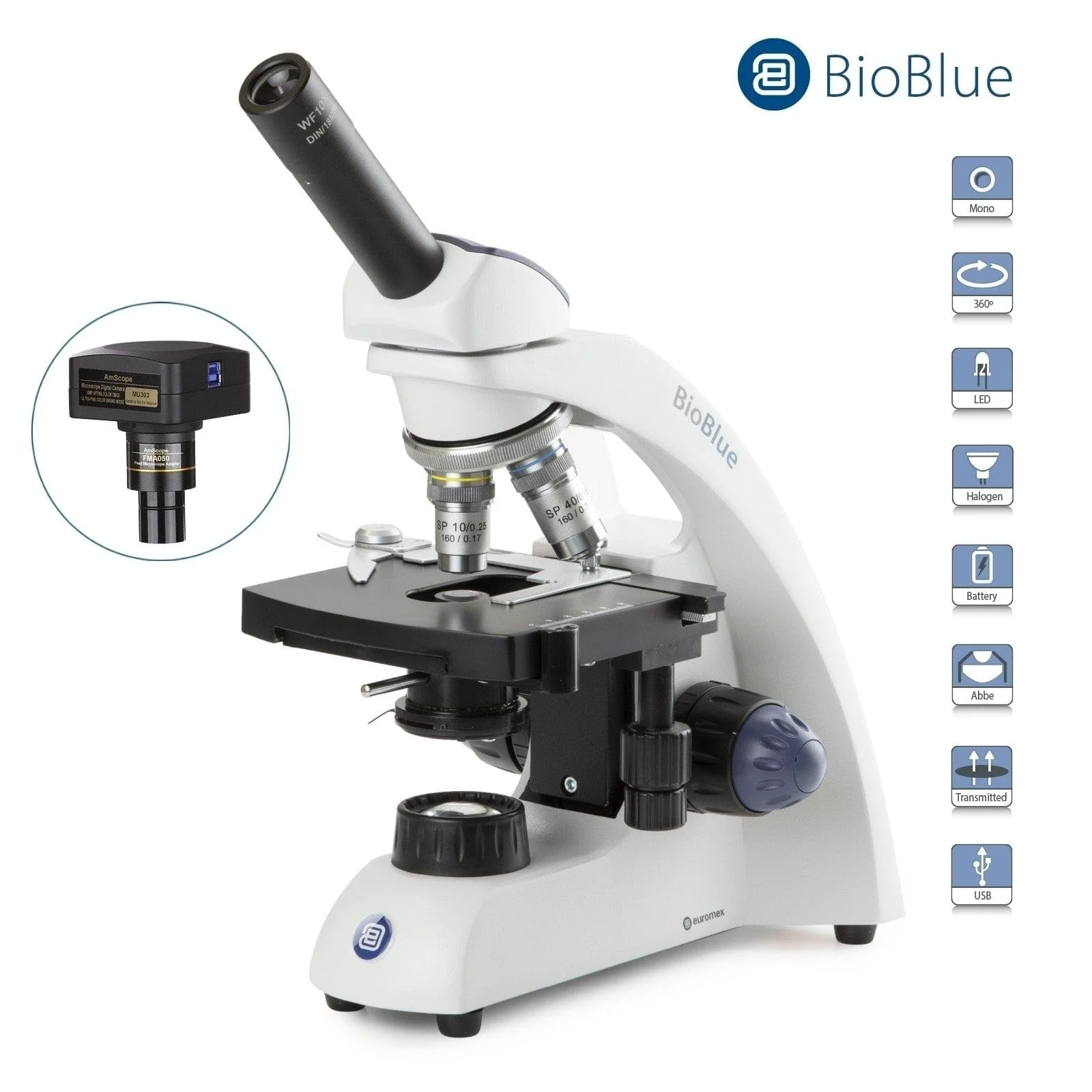 Euromex BioBlue Series Portable Monocular Compound Microscope with Mechanical X-Y Stage - Image 10