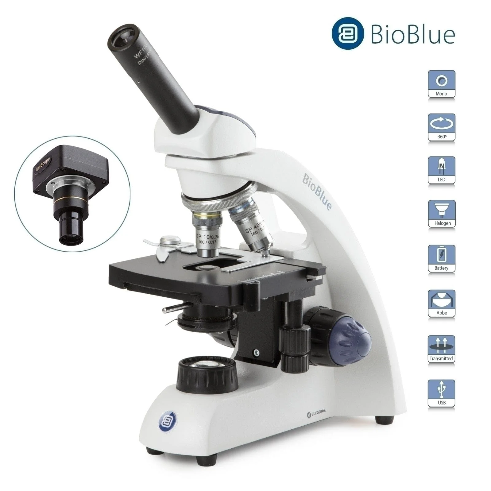 Euromex BioBlue Series Portable Monocular Compound Microscope with Mechanical X-Y Stage - Image 8
