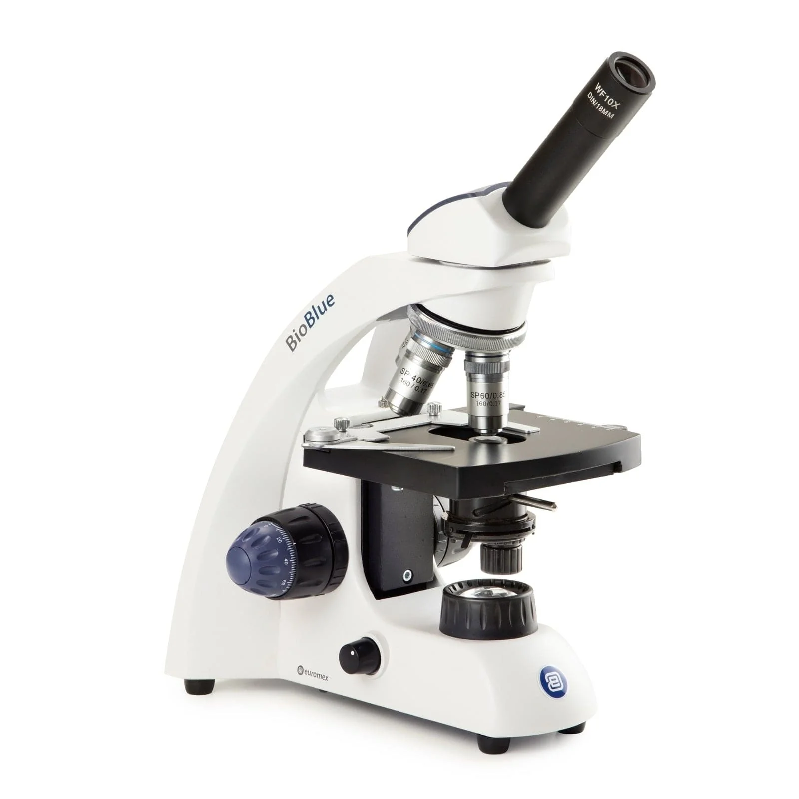 Euromex BioBlue Series Portable Monocular Compound Microscope with Spring Loaded Objective and Mechanical X-Y Stage - Image 2
