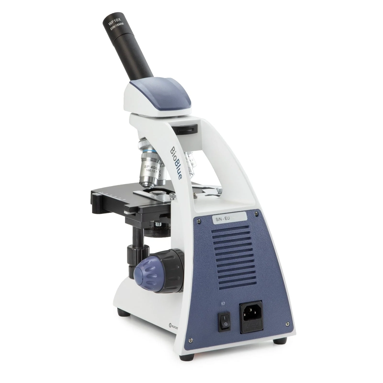 Euromex BioBlue Series Portable Monocular Compound Microscope with Spring Loaded Objective and Mechanical X-Y Stage - Image 4