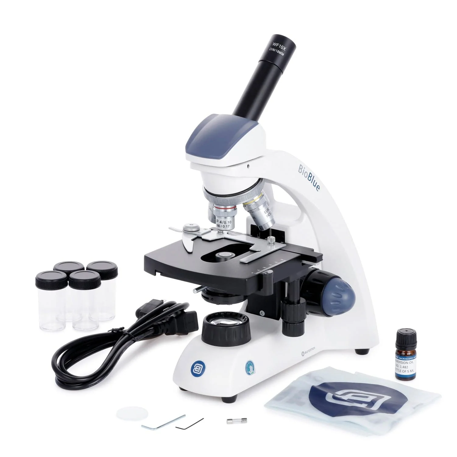 Euromex BioBlue Series Monocular Compound Microscope 40X-1000X Magnification with Mechanical Stage and 1W LED Cordless Illumination - Image 7