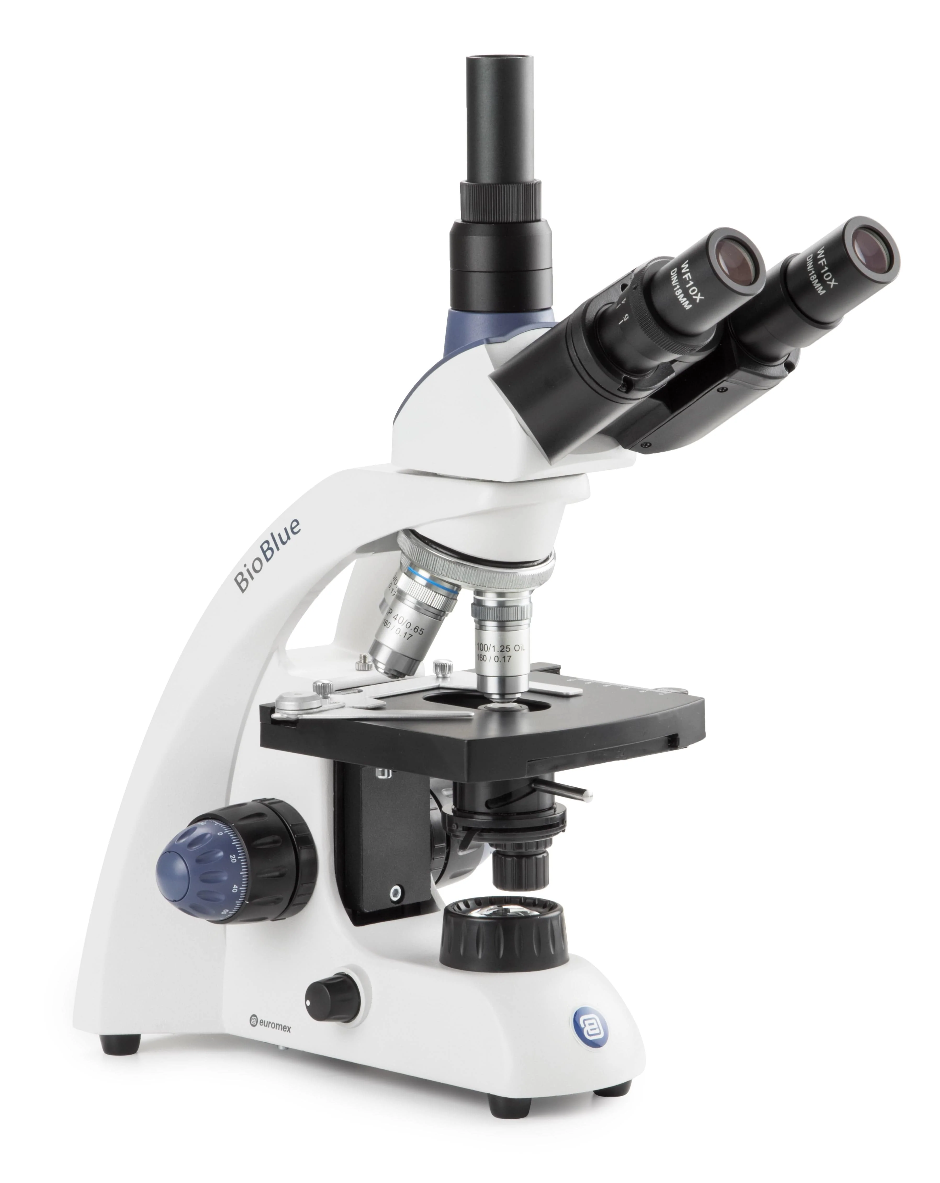 Euromex BioBlue Series Trinocular Compound Microscope 40X-1000X Magnification SMP 4/10/S40/S100x Oil Objectives with Mechanical Stage and 1W NeoLED™ Cordless Illumination - Image 2