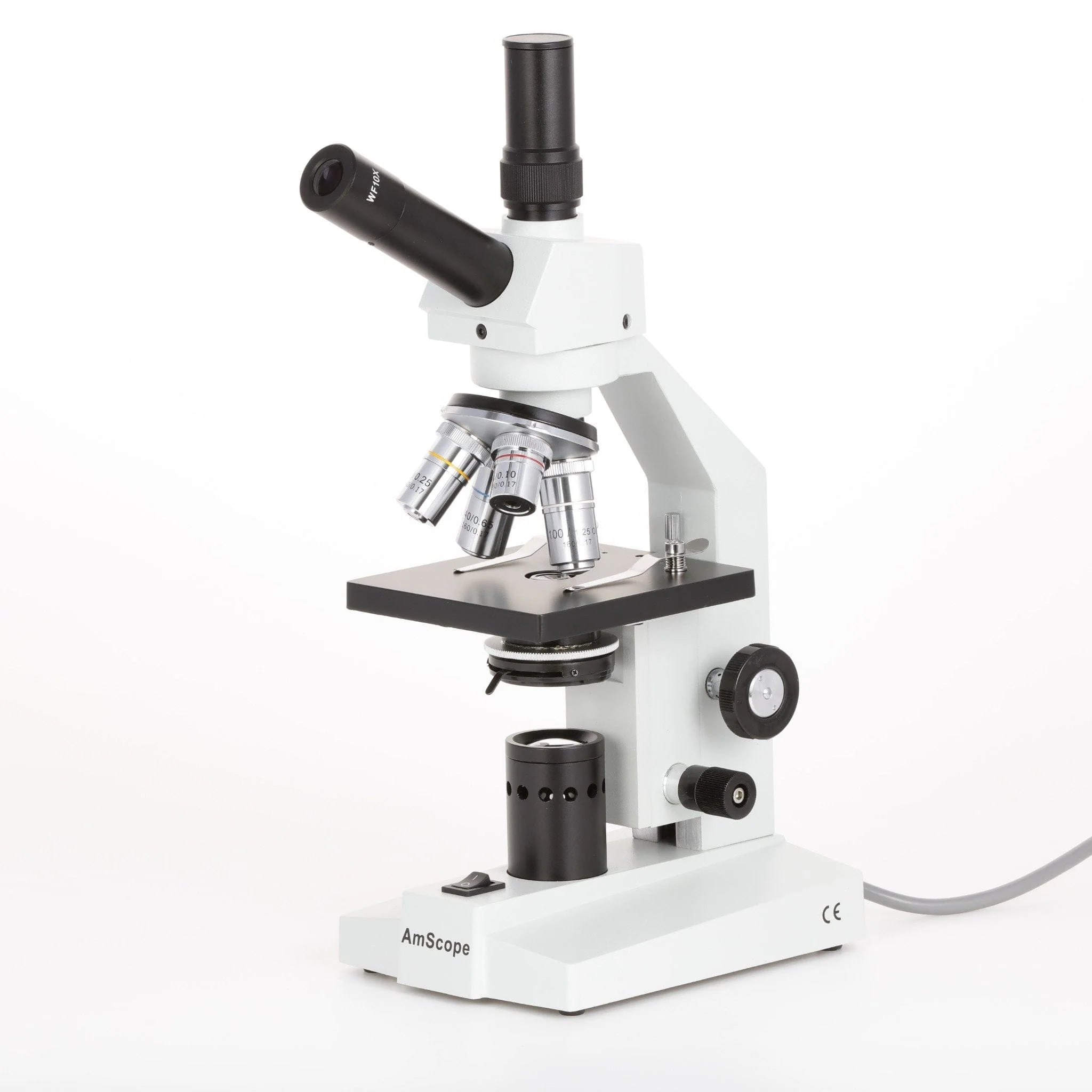 AmScope D120 Series Advanced Student High-Magnification Dual-View Monocular Compound Microscope