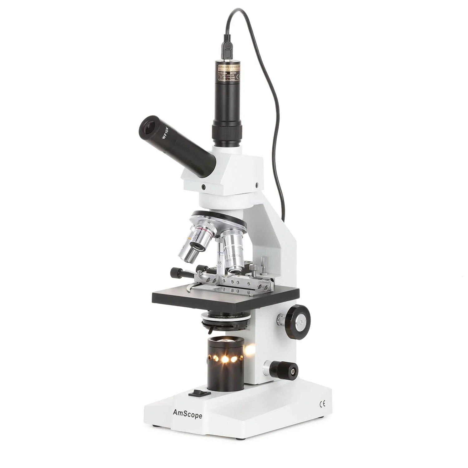 AmScope D120 Series Dual-view Monocular Student Compound Microscope with Mechanical Stage - Image 2