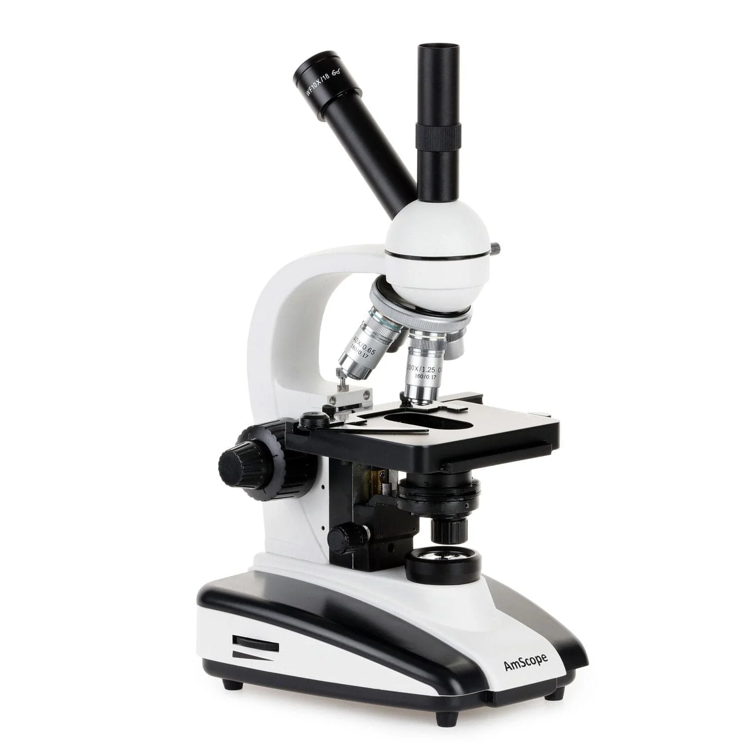 AmScope D130 Series Dual-View Monocular Compound Microscope with 20W Halogen Light, 3D Mechanical Stage and Optional Digital Camera - Image 8