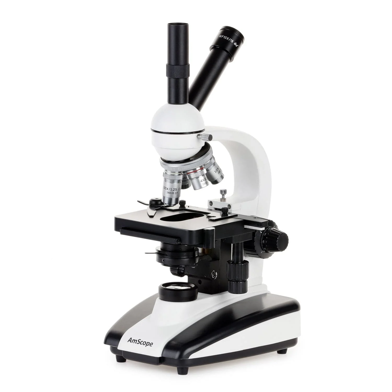 AmScope D130 Series Dual-view Monocular LED Student Compound Microscope with Mechanical Stage + 9.7" Touchscreen Imaging System - Image 2