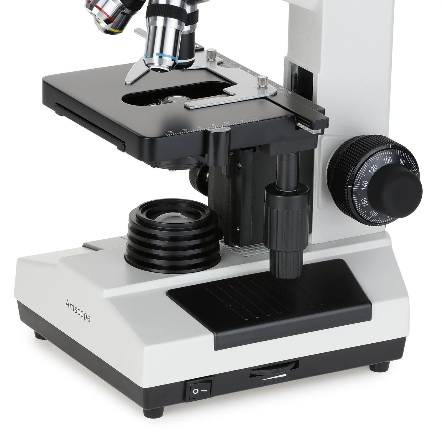 AmScope D200 Series Dual-View Binocular Compound Microscope with 20W Halogen Light, 3D Mechanical Stage - Image 3