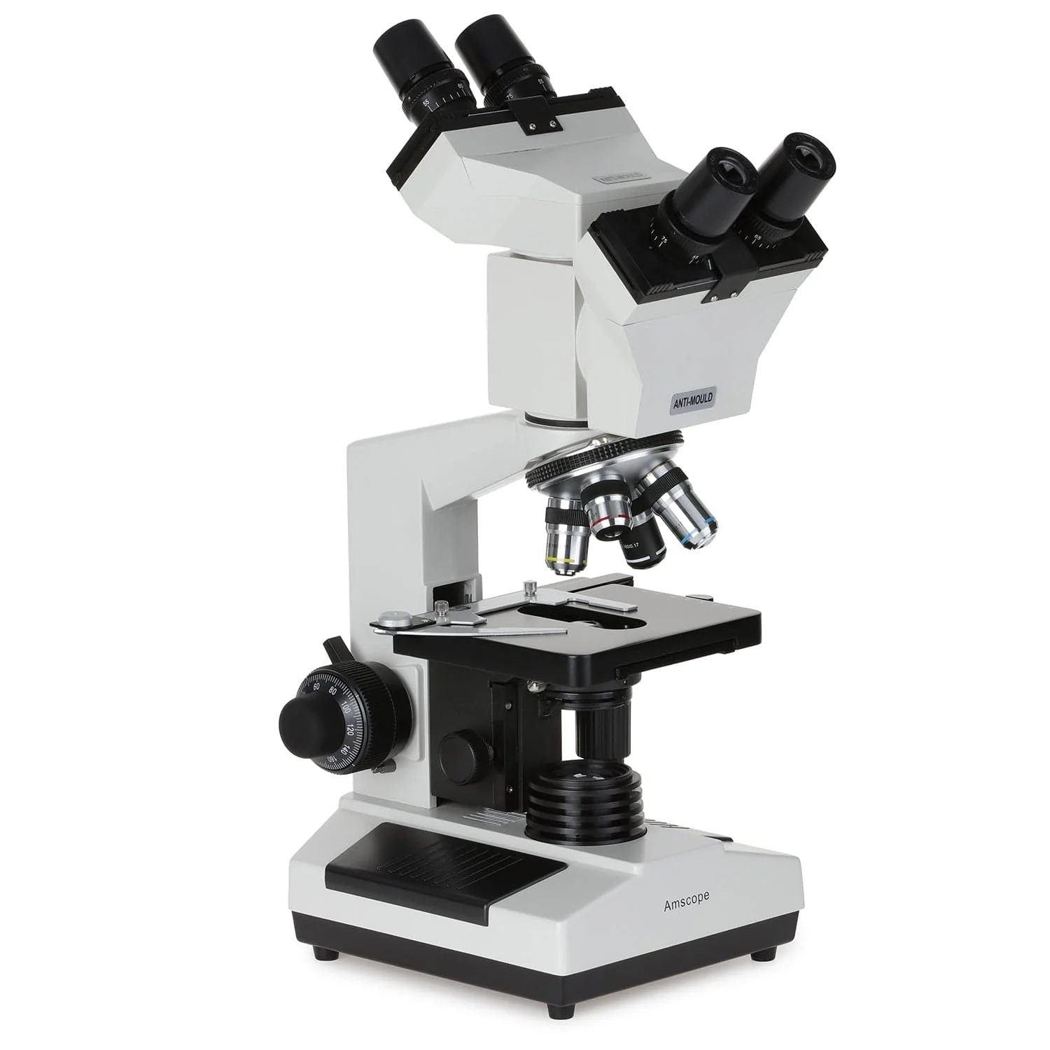 AmScope D200 Series Dual-View Binocular Compound Microscope with 20W Halogen Light, 3D Mechanical Stage - Image 7