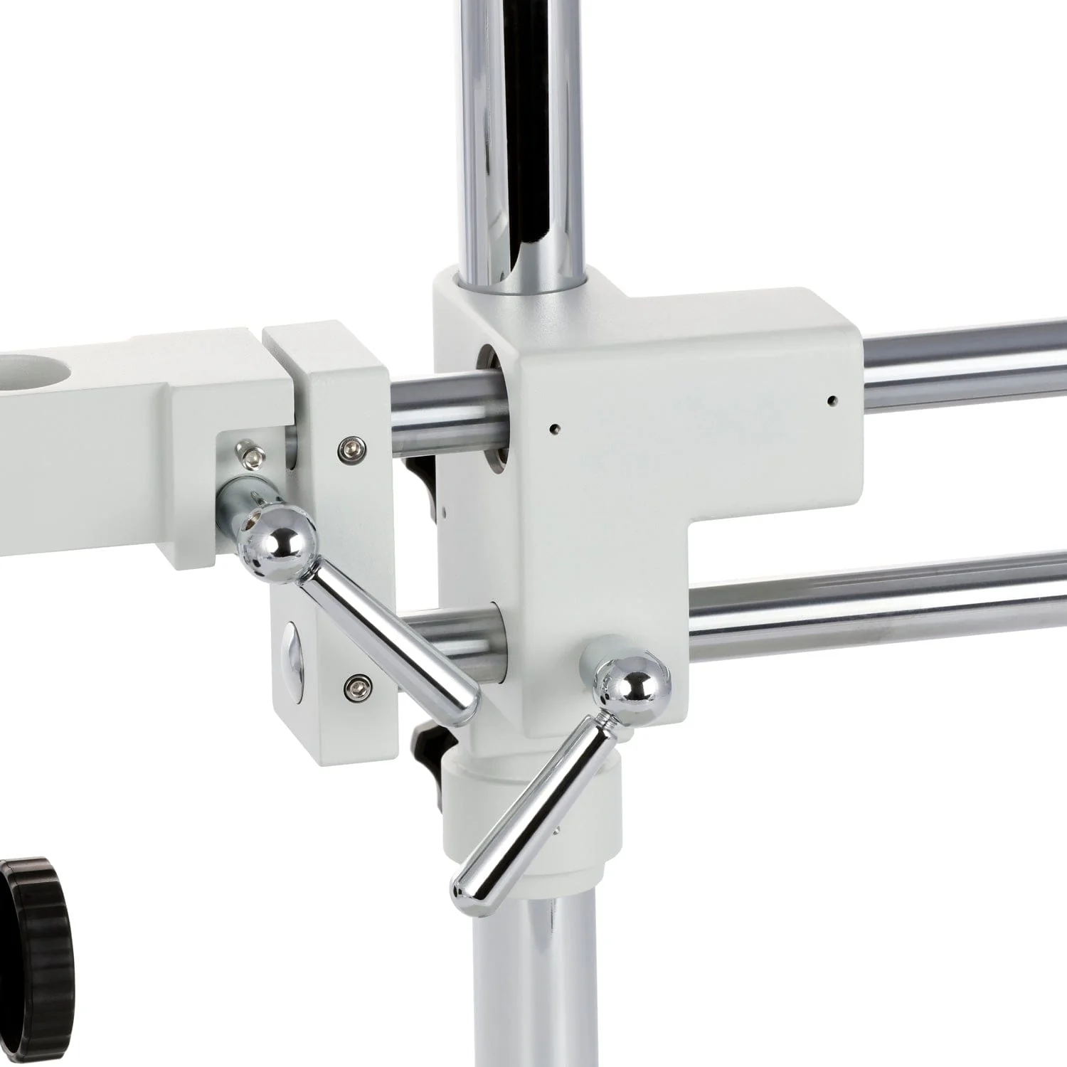 AmScope DAW2 White Double Arm Boom Stand for Stereo Microscopes - Steel Arms, 76mm Focus Block - Image 4