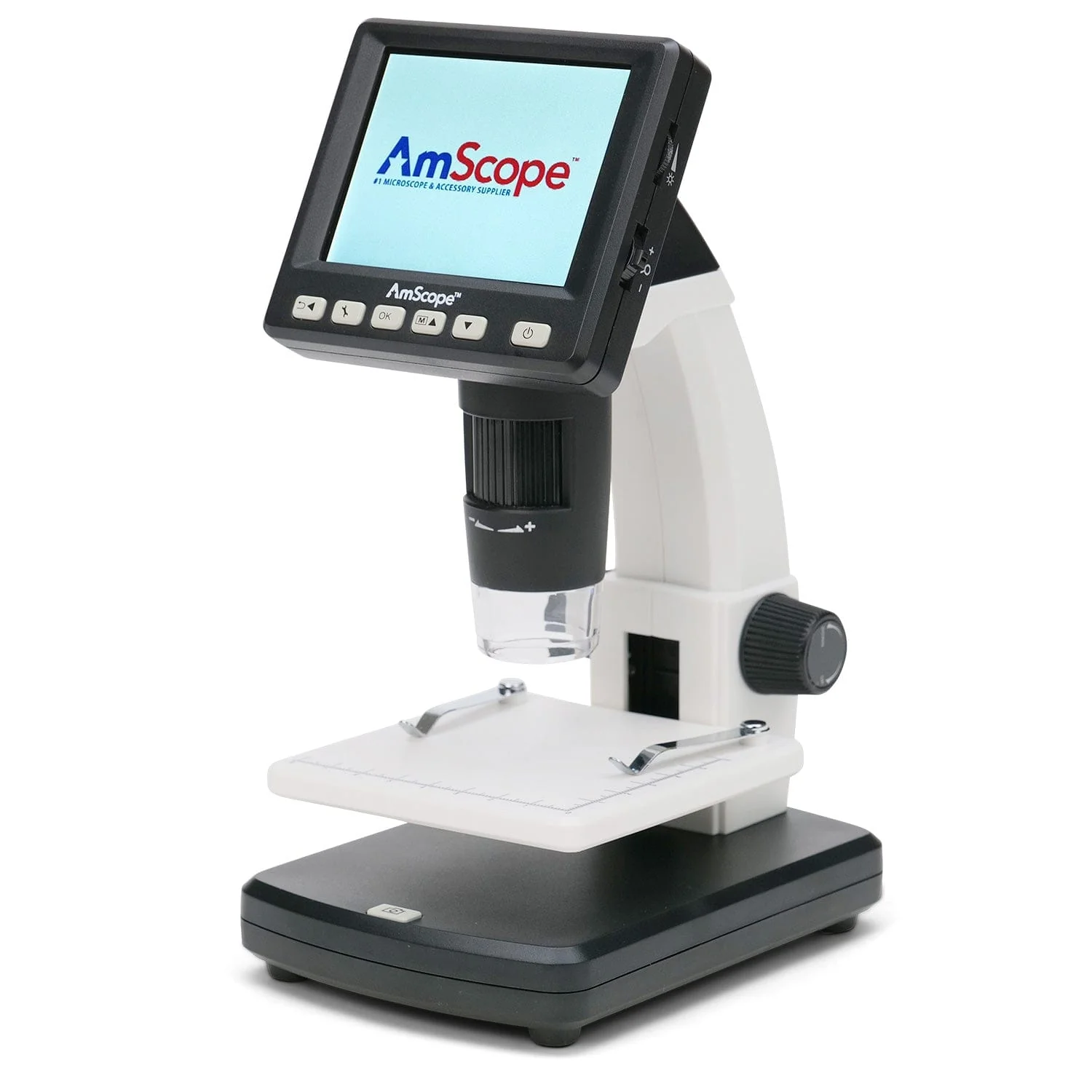Amscope DM130-M5S035 Digital Compound Microscope for Kids – 20X–1200X LED Illumination LCD Screen, Photo & Video Capture, STEM Learning Microscopes