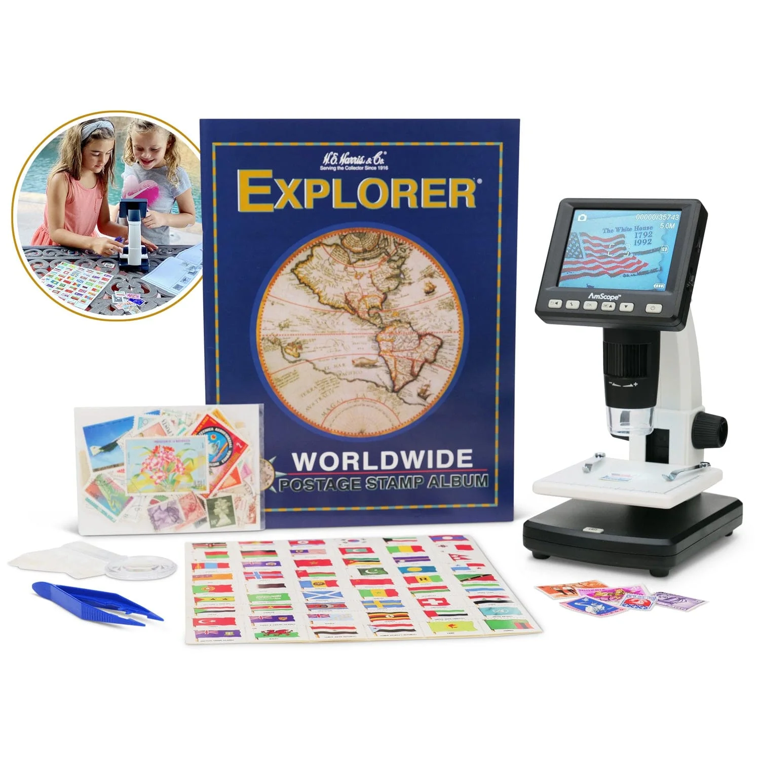 Amscope DM130-M5S035 Digital Compound Microscope for Kids – 20X–1200X LED Illumination LCD Screen, Photo & Video Capture, STEM Learning Microscopes - Image 3