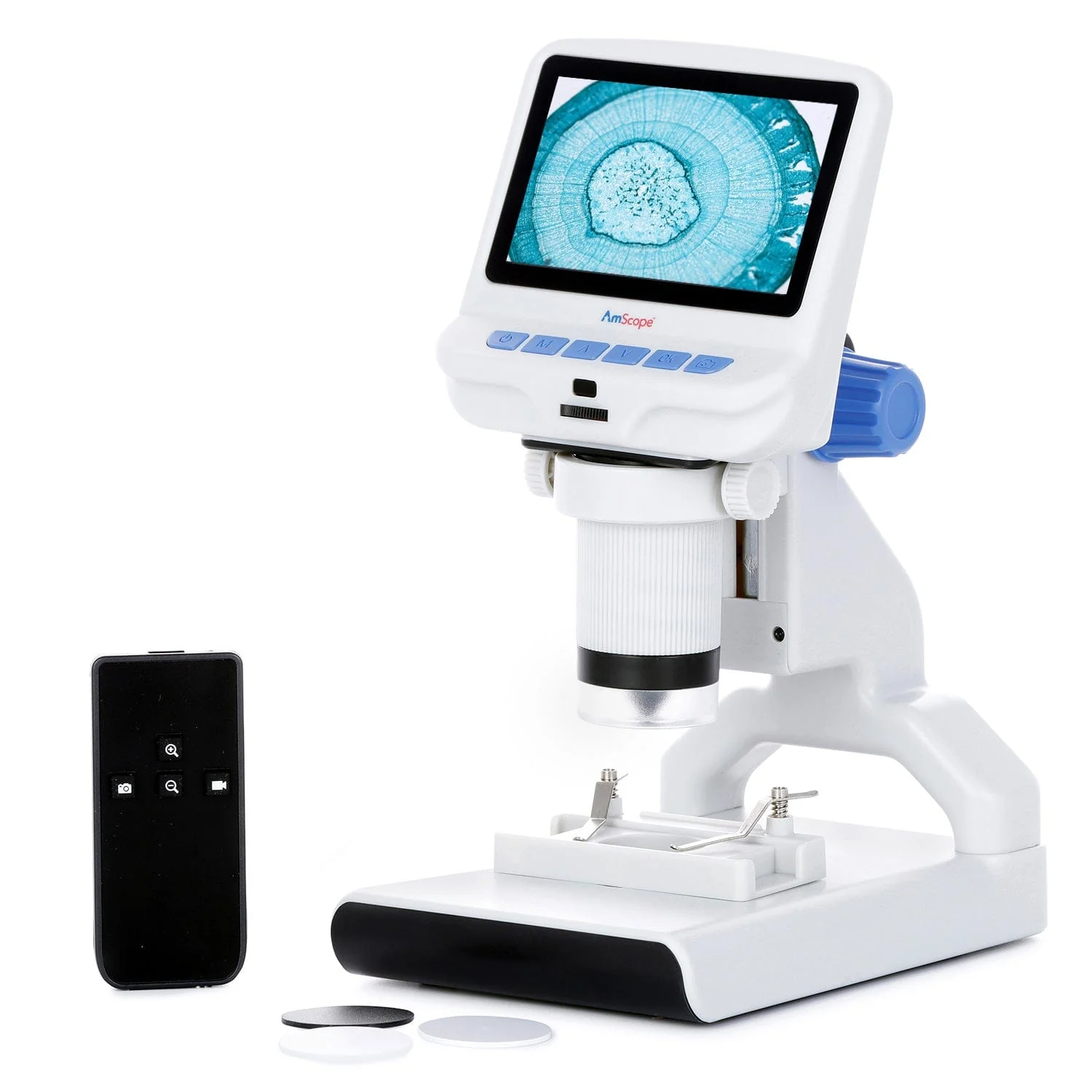 Amscope DM140 Digital Compound Microscope for Kids – Up to 220X Top & Bottom LED Illumination LCD Screen, Photo & Video Capture, STEM Learning