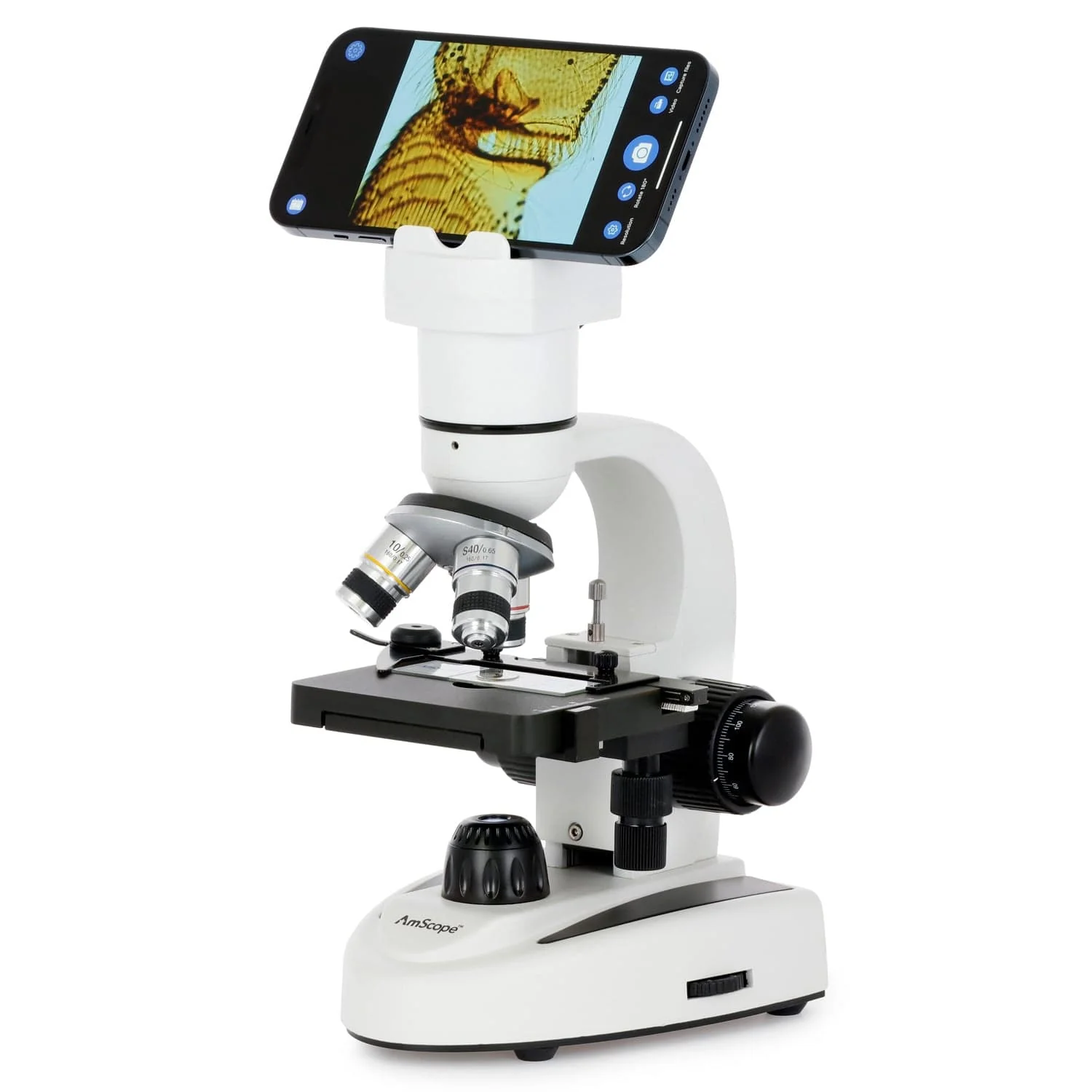 Amscope DM150-W Digital Compound Microscope for Kids – Up to 220X Top & Bottom LED Illumination LCD Screen, Photo & Video Capture, STEM Learning