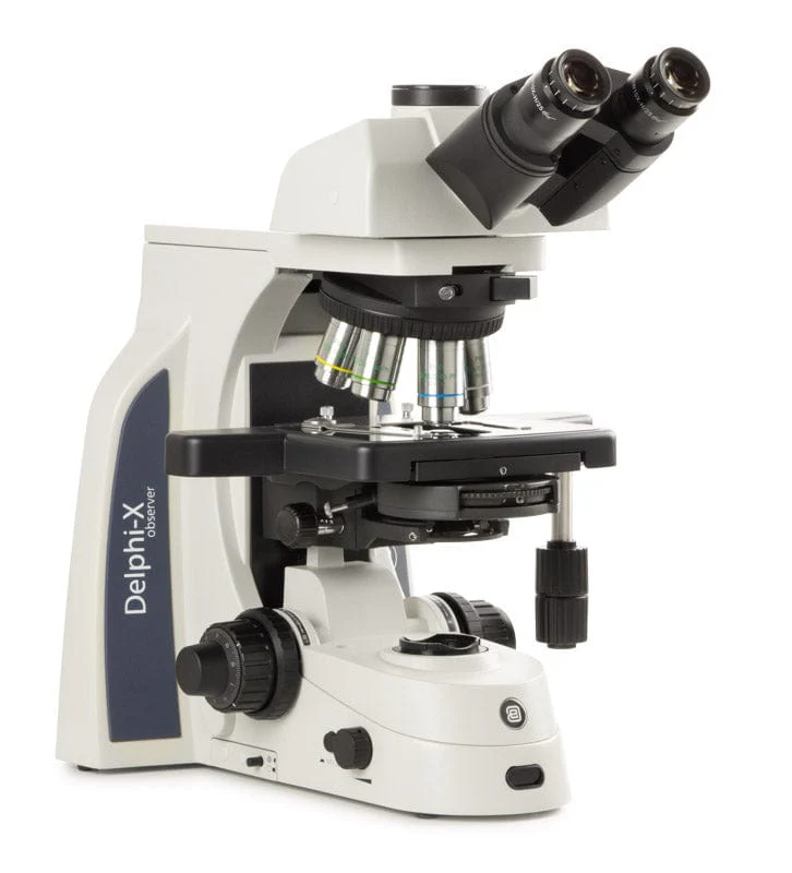 Euromex Trinocular Compound Microscope Delphi-X Series Observer 100X-1000X Magnification - Plan Phase PLPHi Oil IOS Objectives and 3W NEOLED Illumiation