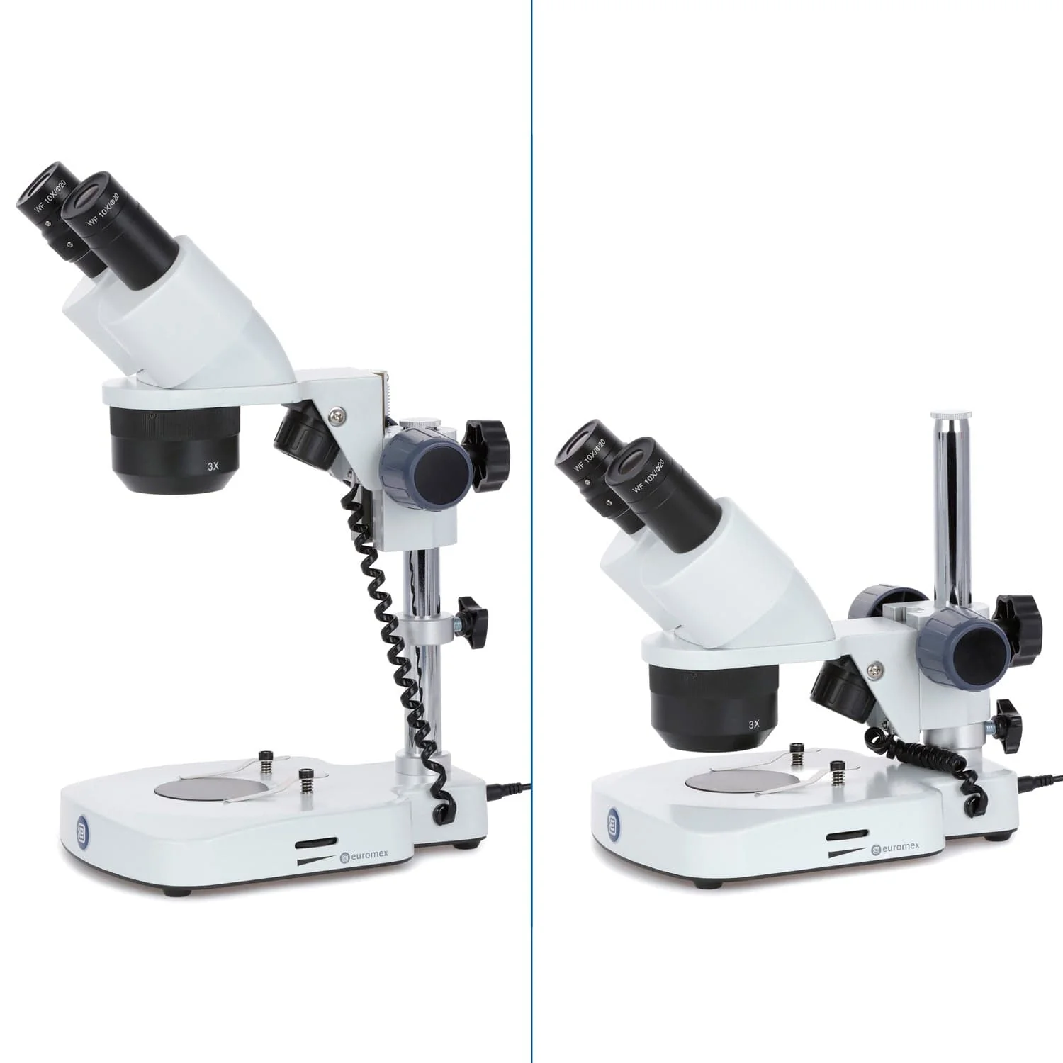 Euromex EduBlue Series Binocular Stereo Microscope 10X-30X Magnification with with 1X/3X Objective Lenses on Dual Illumination Pillar Stand - Image 5
