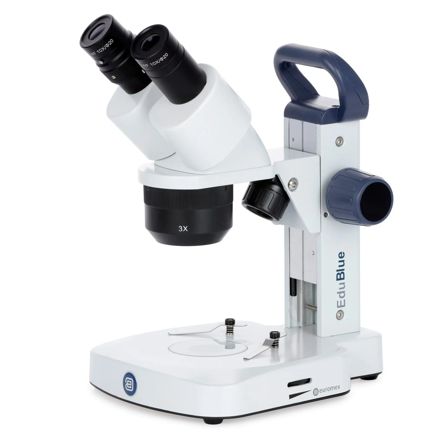 Euromex EduBlue Series Binocular Stereo Microscope 10X-30X Magnification with with 1X/3X Objective Lenses on Dual Illumination Track Stand