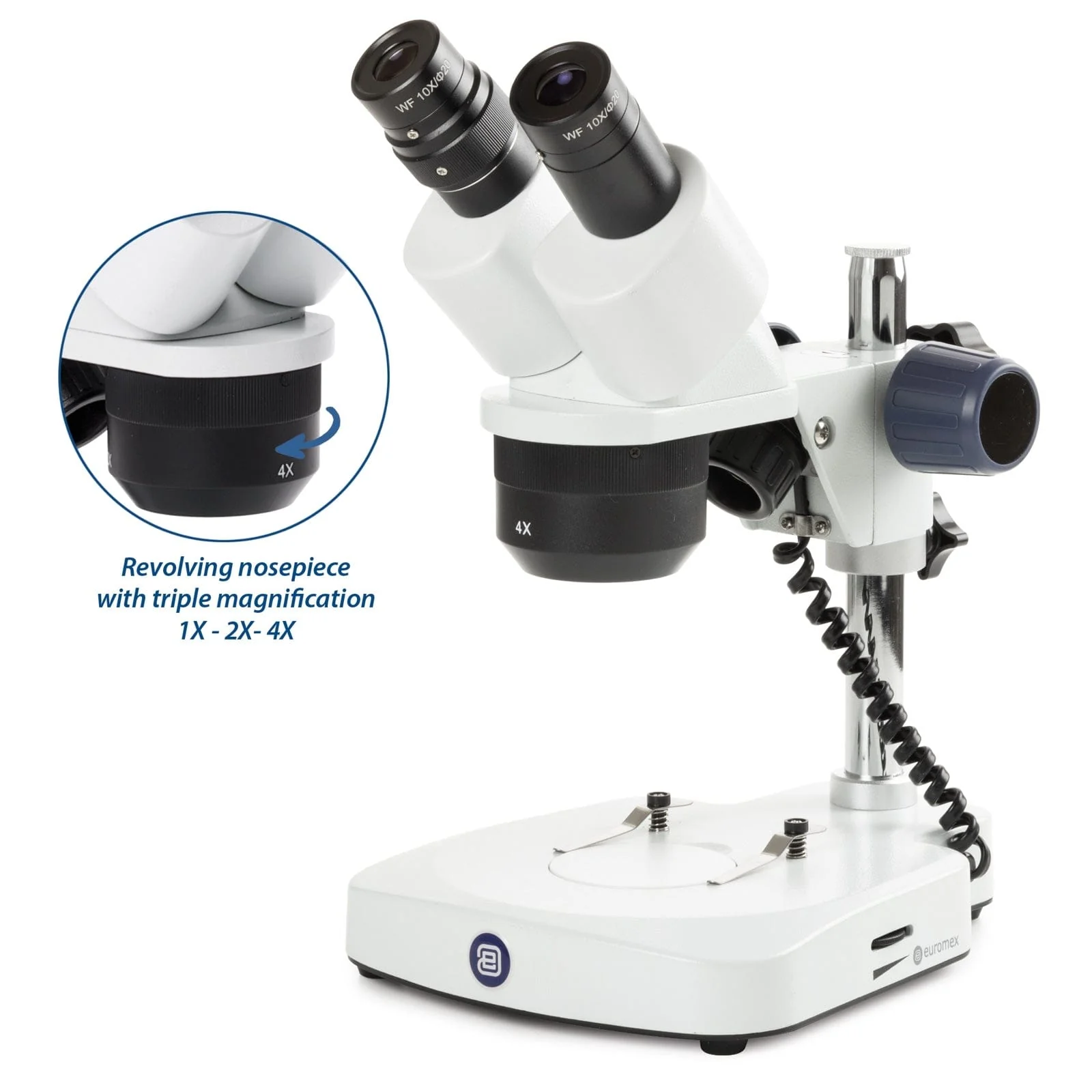 Euromex EduBlue Series Portable Binocular Stereo Microscope on Pillar Stand - Image 4