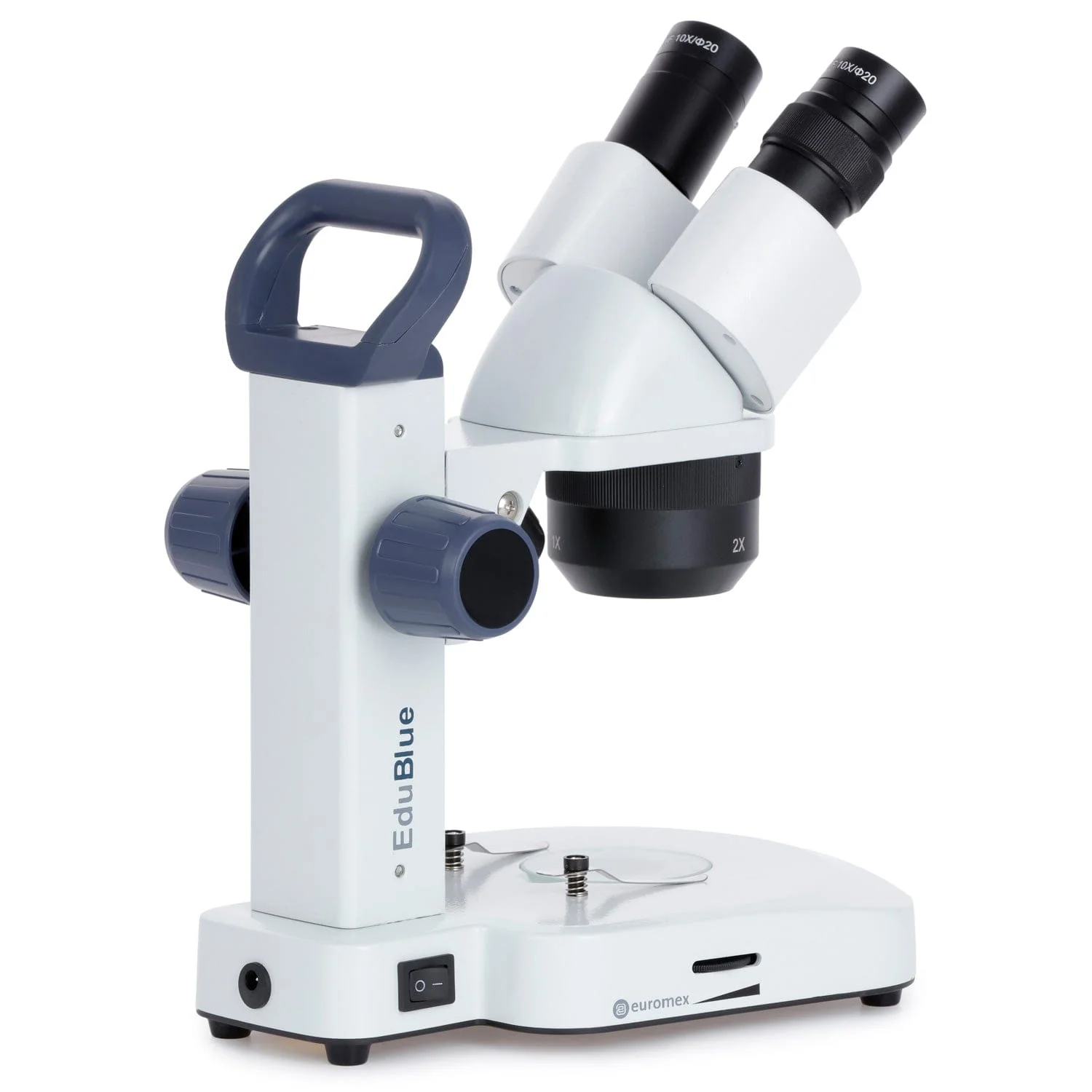 Euromex EduBlue Series Binocular Stereo Microscope 10X, 20X, 30X Magnification with 1X/2X/3X Objective Lenses on Dual Illumination Track Stand - Image 2