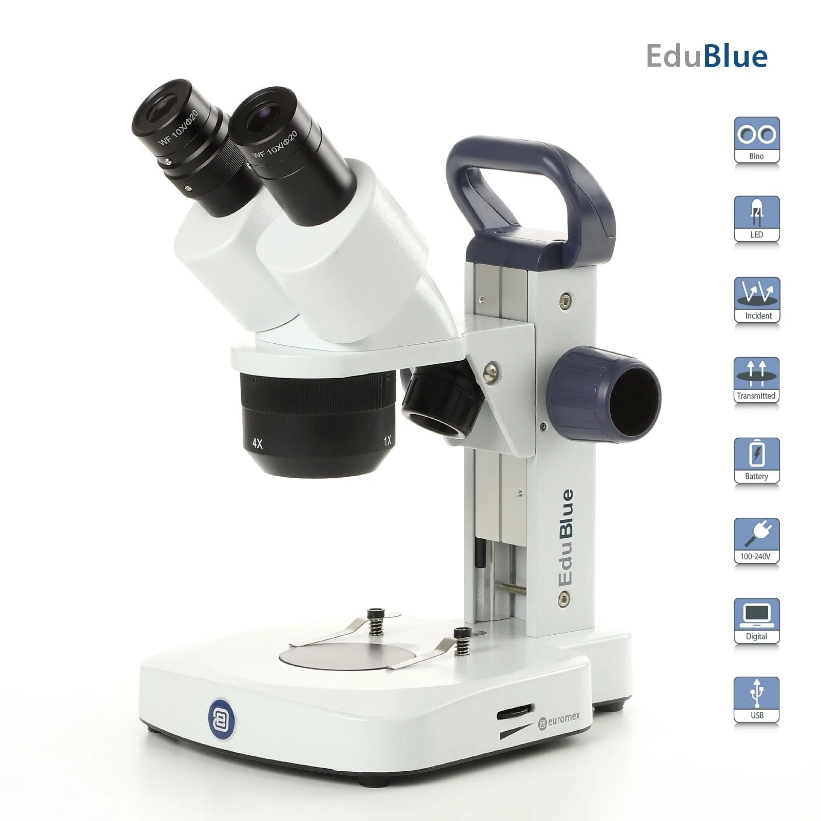Euromex EduBlue Series Digital Binocular Stereo Microscope 10X-40X Magnification with Built-in 5.0 MP