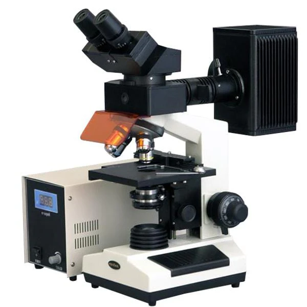 AmScope FM200 Series Upright Epi-fluorescence Binocular Compound Microscope with Optional Camera