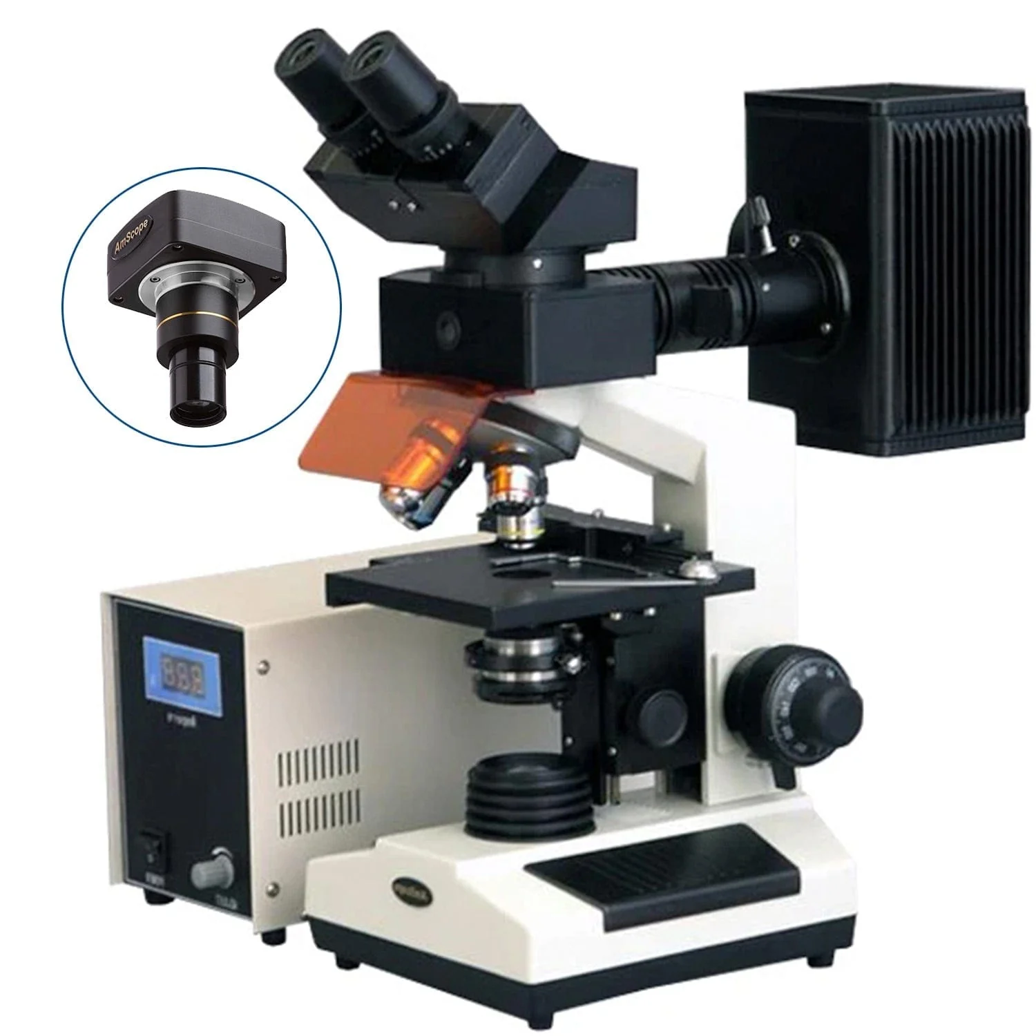 AmScope FM200 Series Upright Epi-fluorescence Binocular Compound Microscope with Optional Camera - Image 2