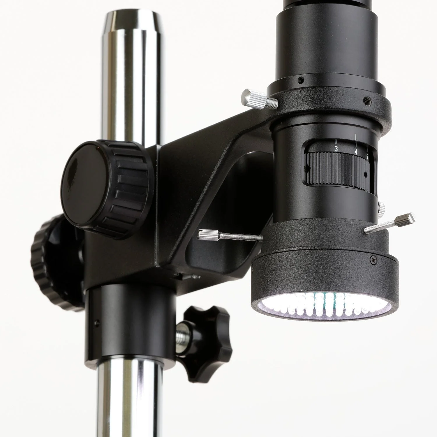 AmScope H800 Series Zoom Inspection Monocular Stereo Microscope 0.7X-5X Magnification on Table Stand with LED Ring Light and Optional USB Camera - Image 8